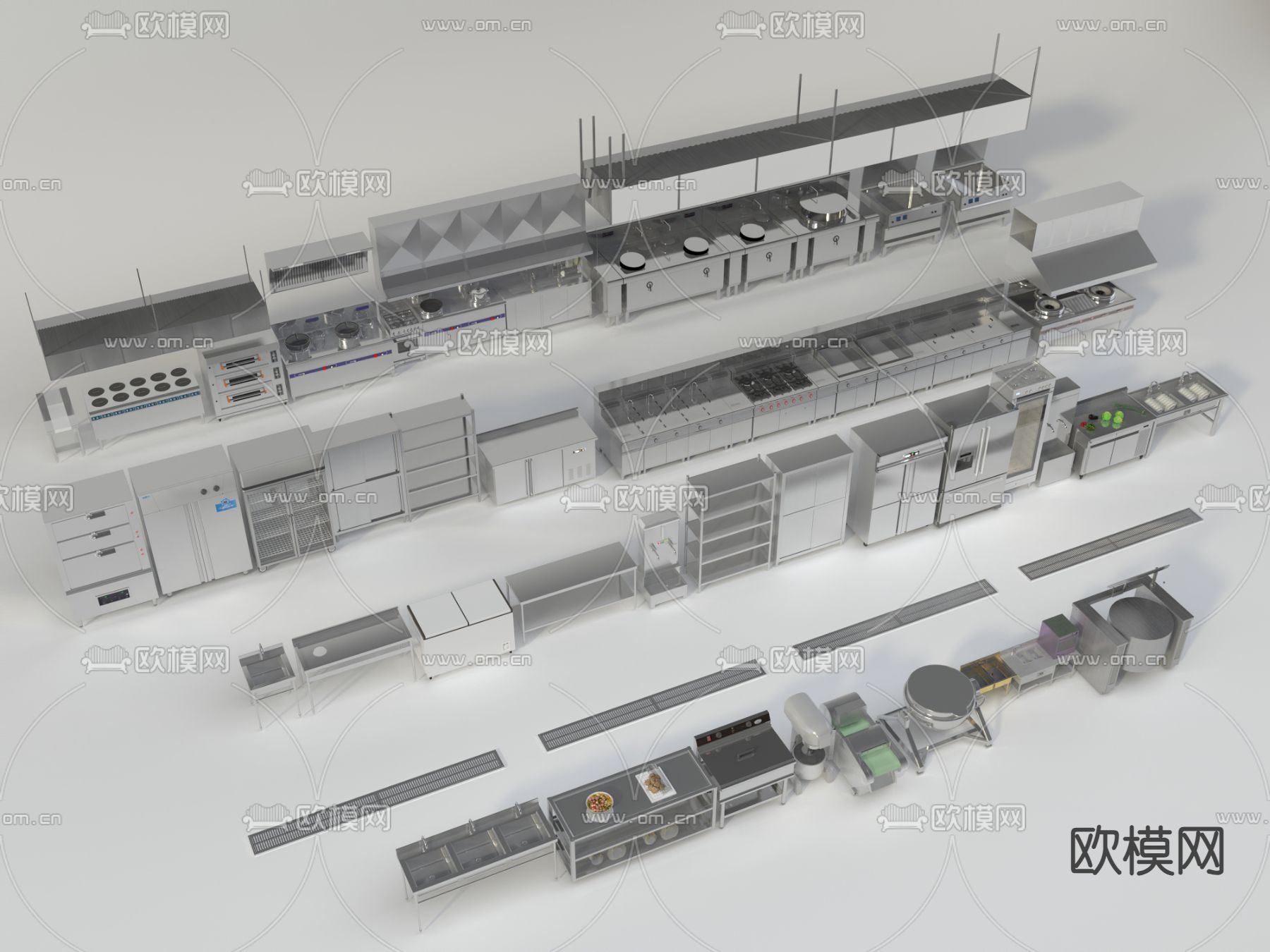 中央厨房 后厨3d模型下载（渲染图1）