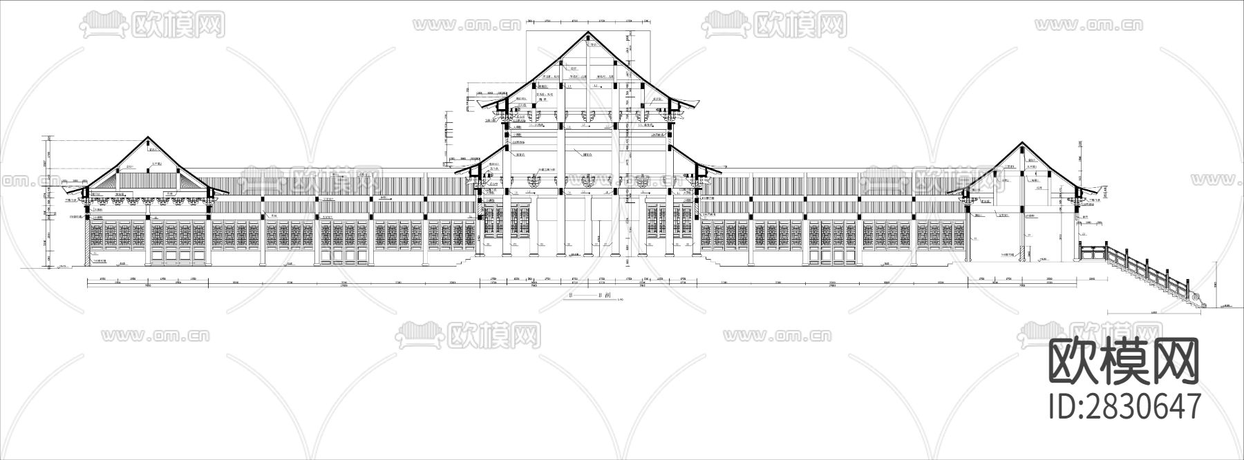 罗汉堂建筑图cad施工图下载（渲染图1）