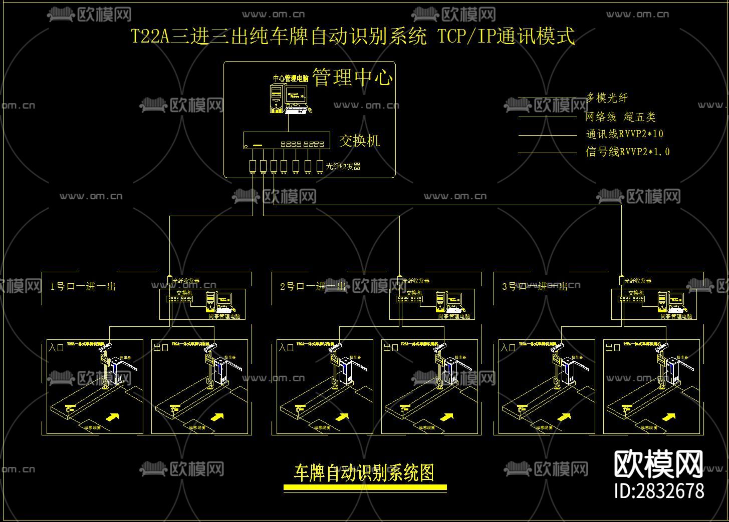 车牌识别cad大样图下载（渲染图4）