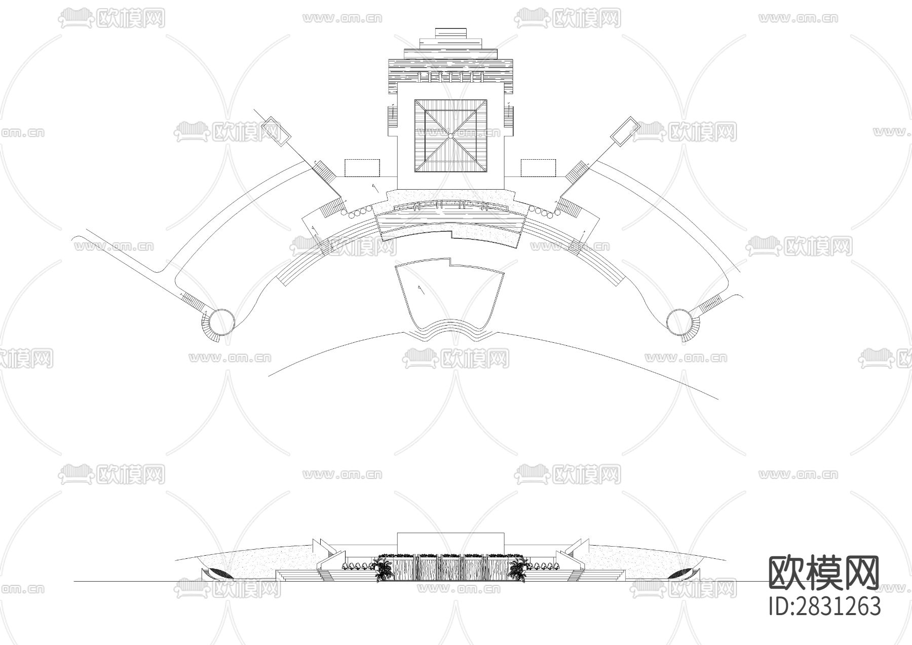 三角地块景观规划设计cad施工图下载（渲染图5）