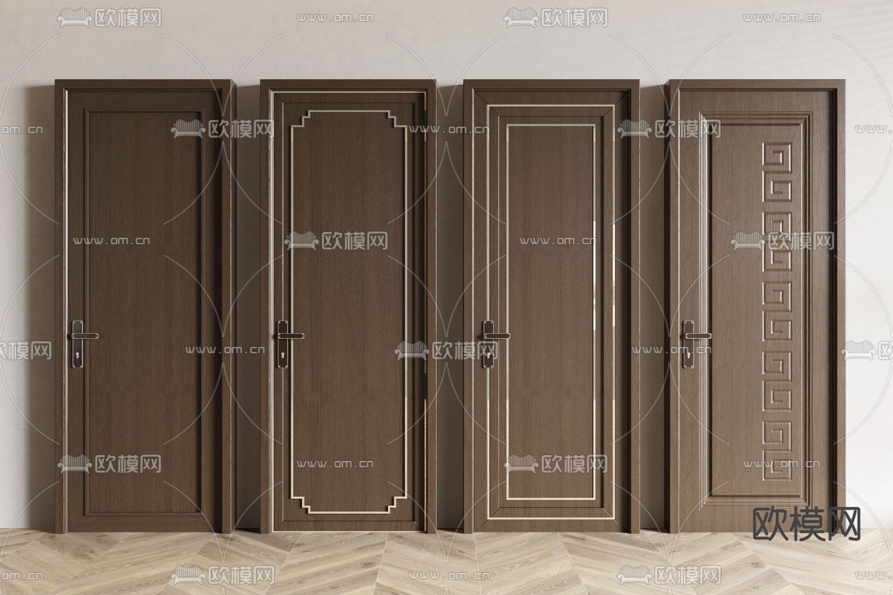 新中式房门 单开门su模型下载_ID14263039_sketchup模型下载-欧模网