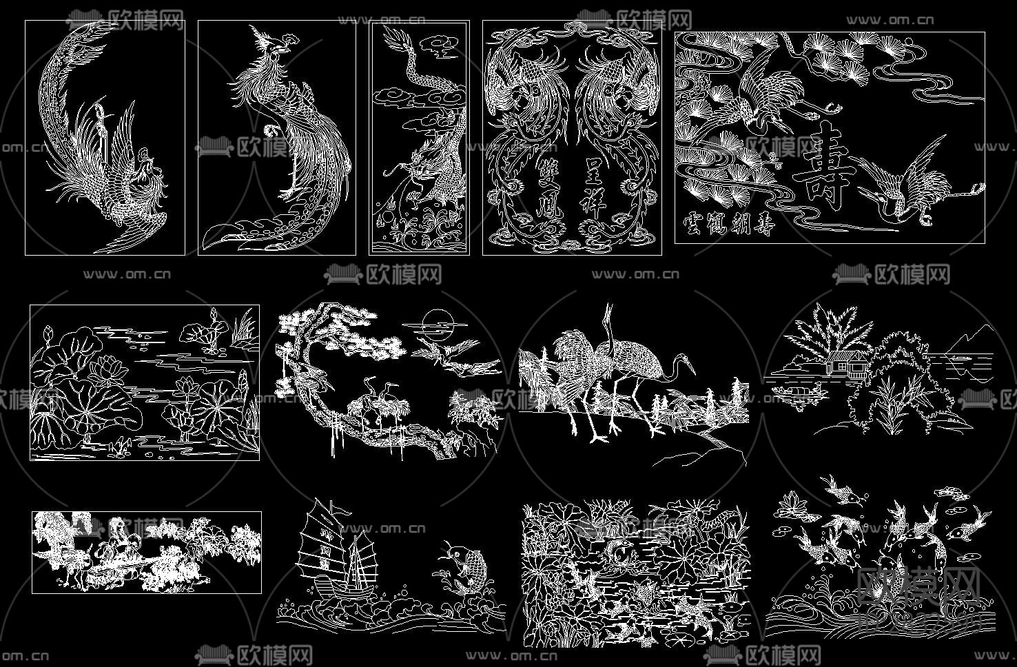 中式雕花cad图库下载（渲染图7）