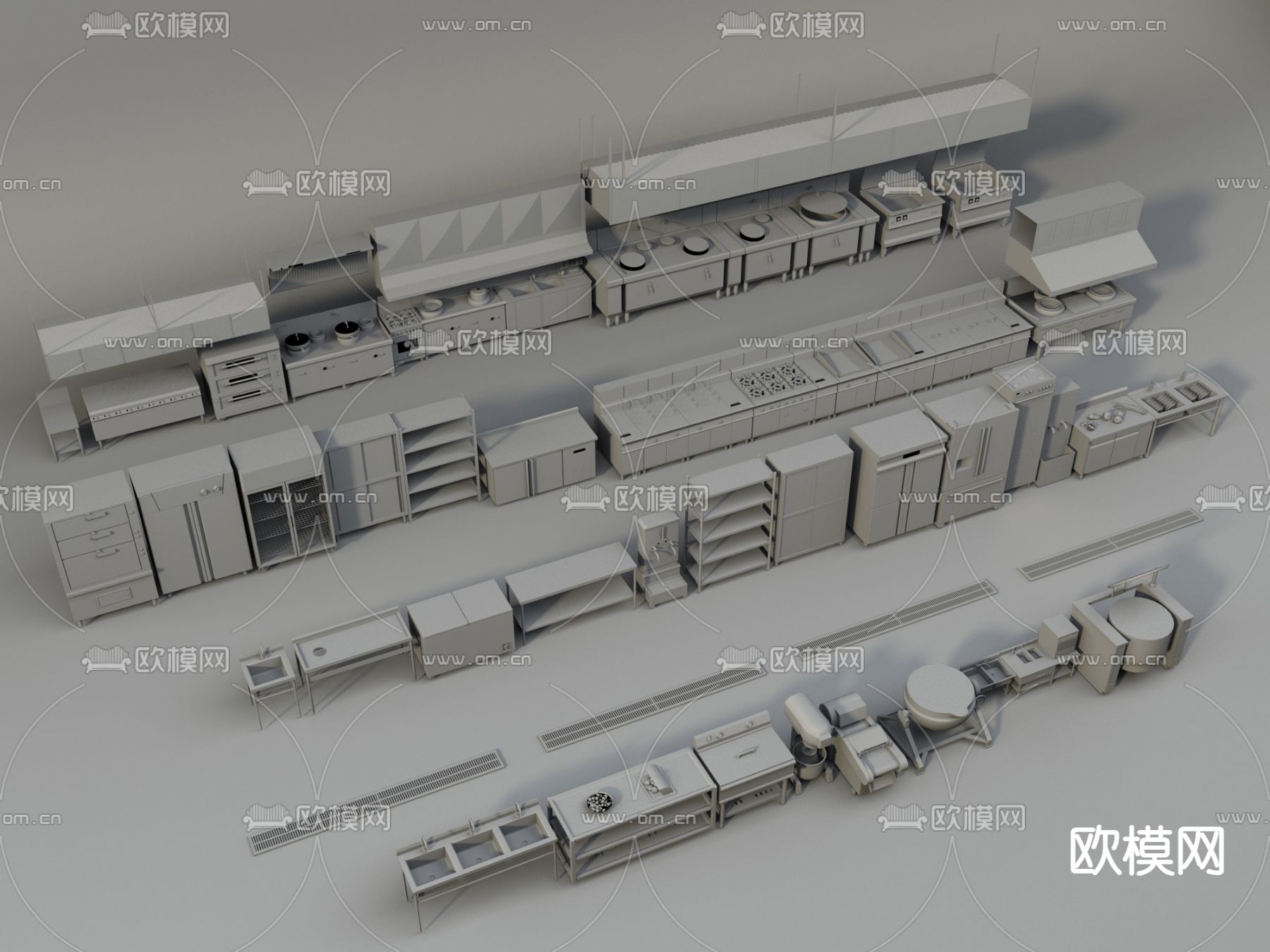 中央厨房 后厨3d模型下载（渲染图2）
