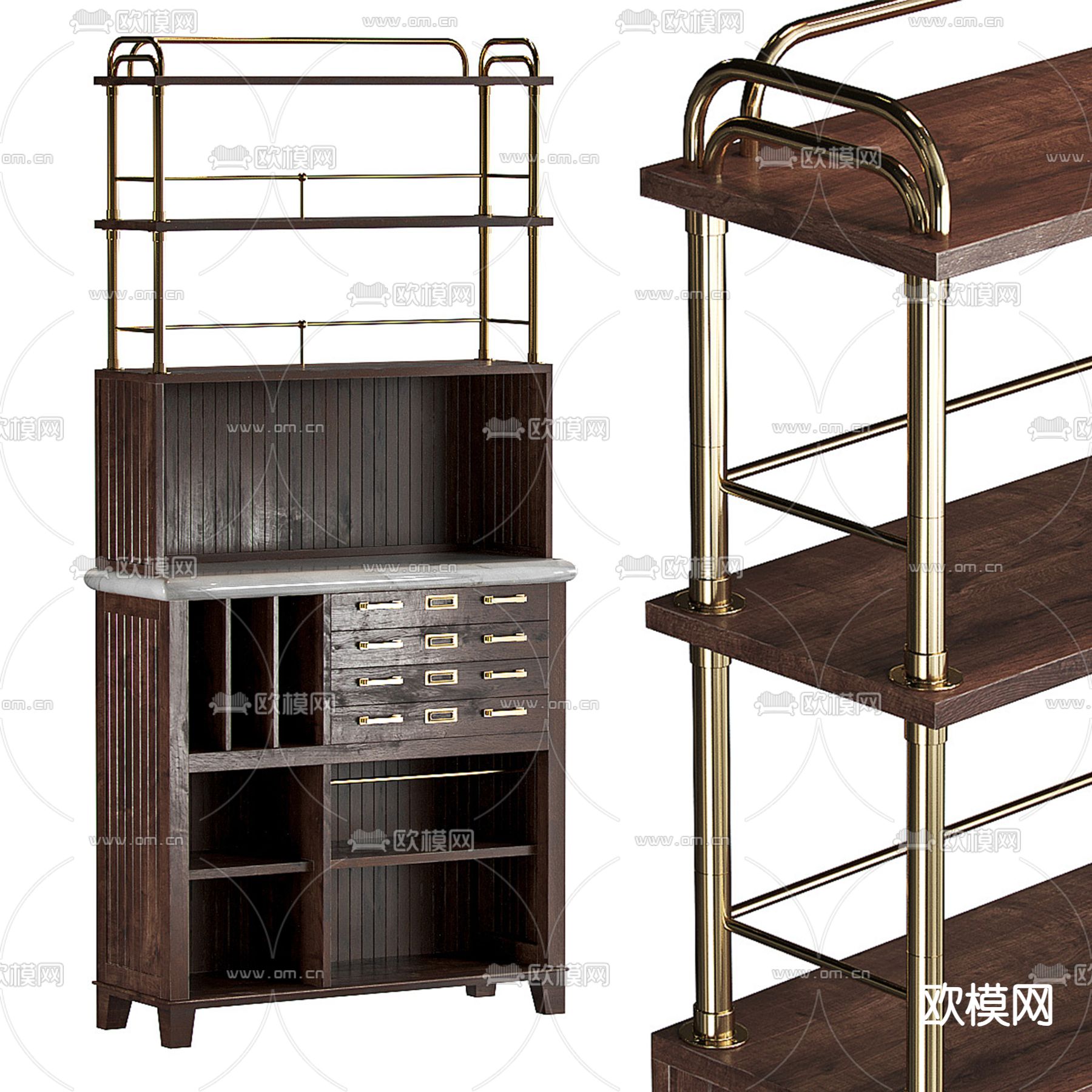 咖啡柜 置物架3d模型下载
