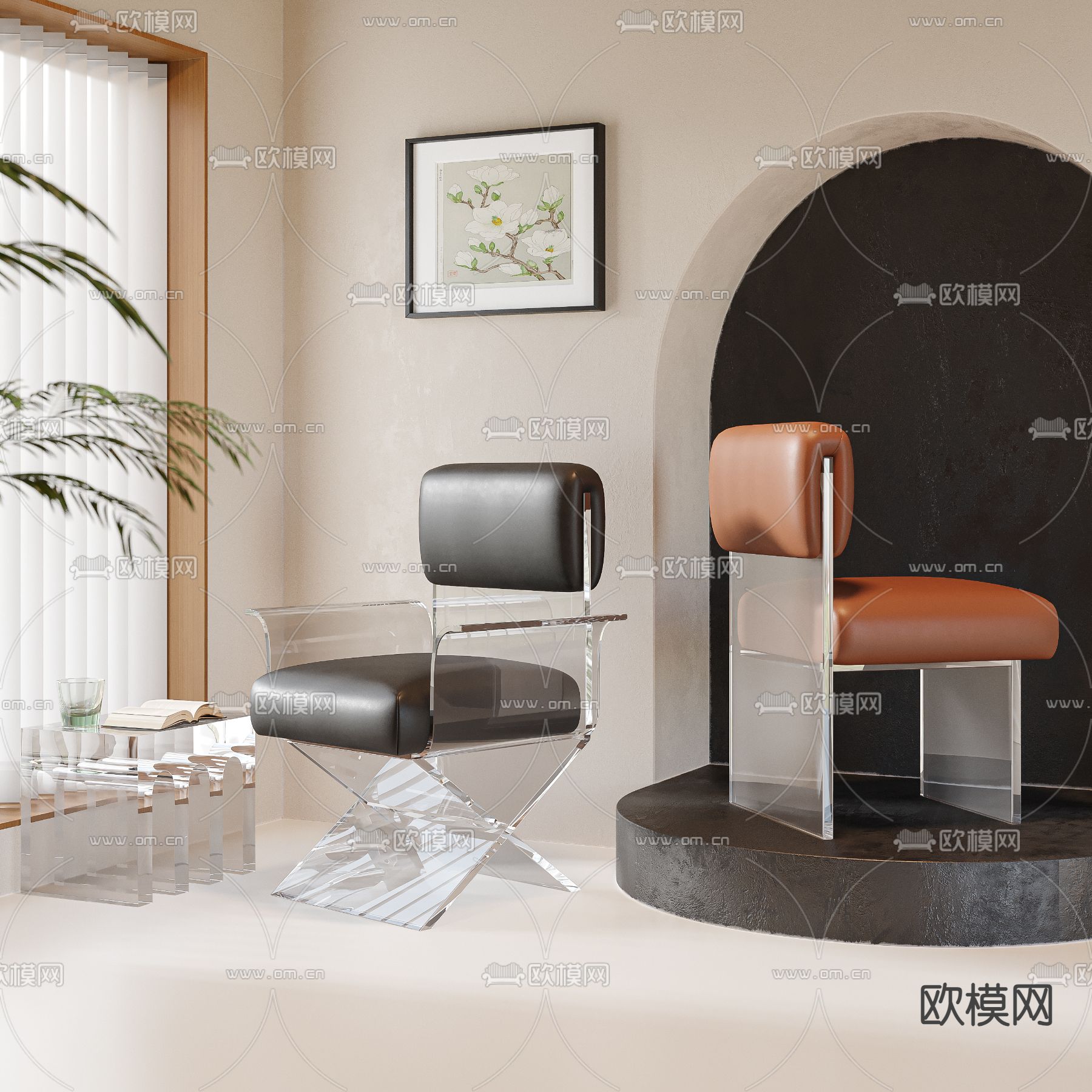 亚克力椅子su模型下载（渲染图1）