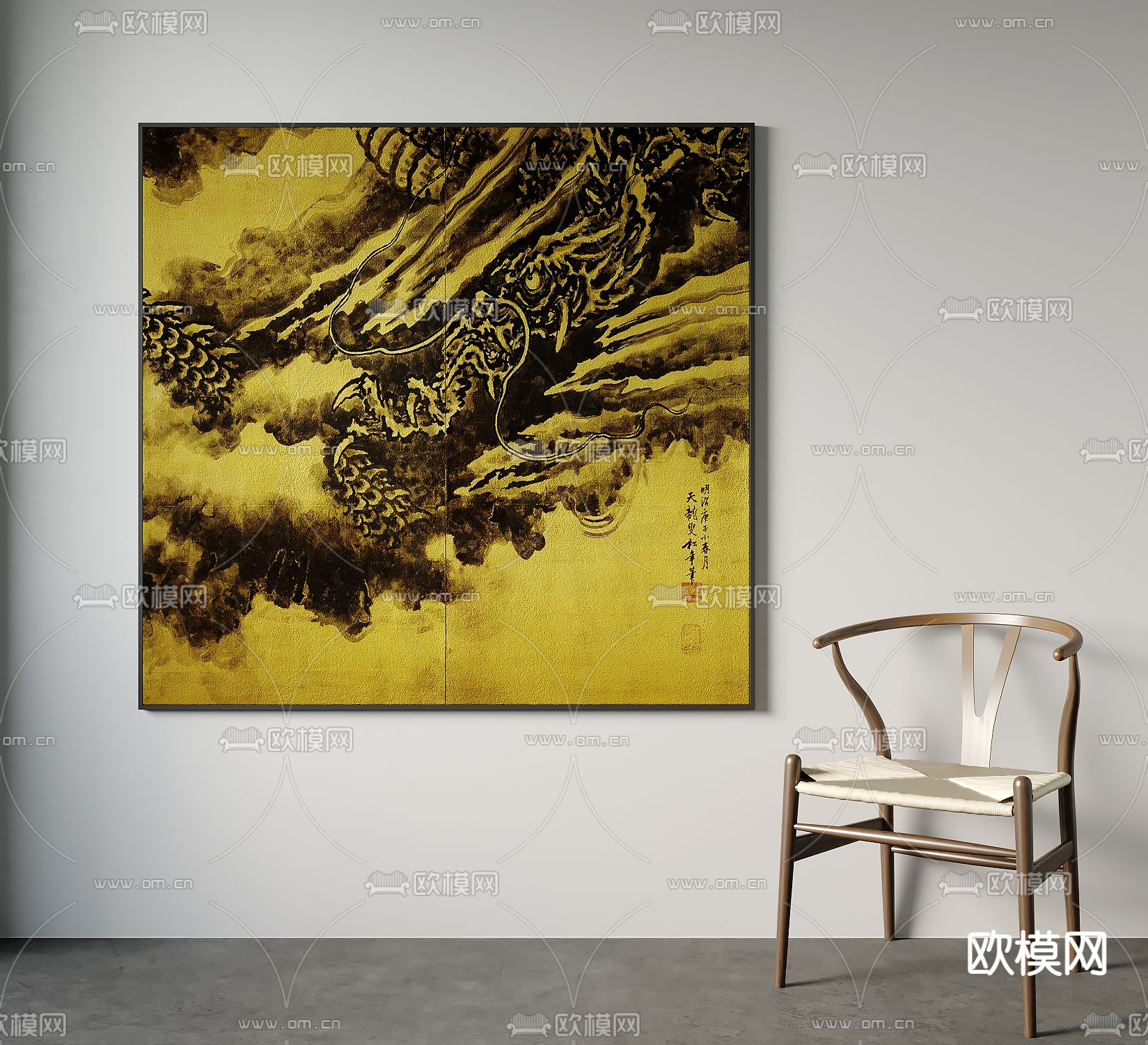 新中式装饰画su模型