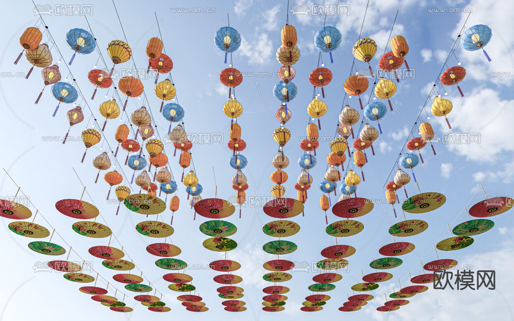 新中式灯笼 节庆灯 装饰灯su模型下载（渲染图1）
