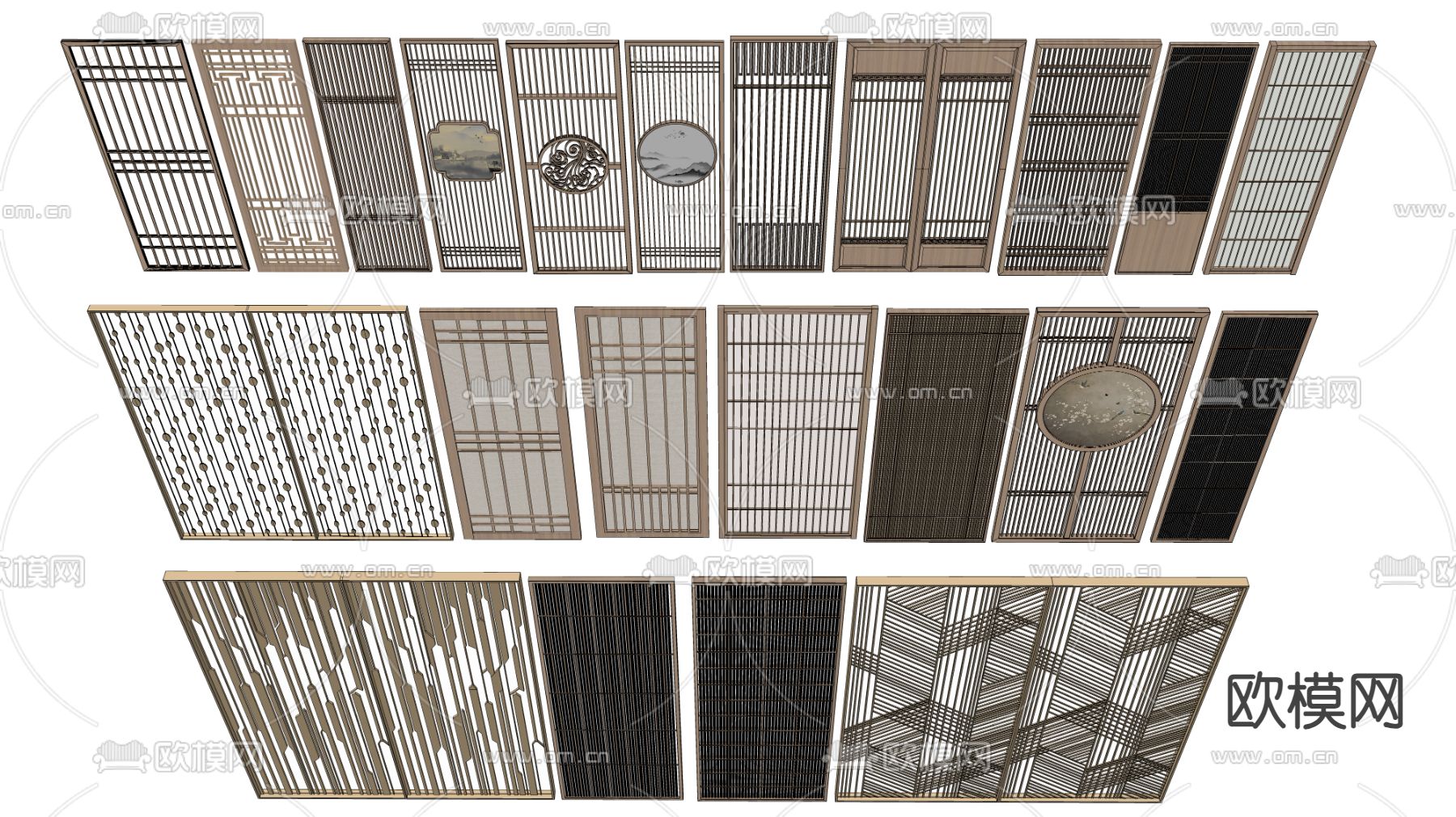 中式屏风 隔断su模型下载（渲染图2）