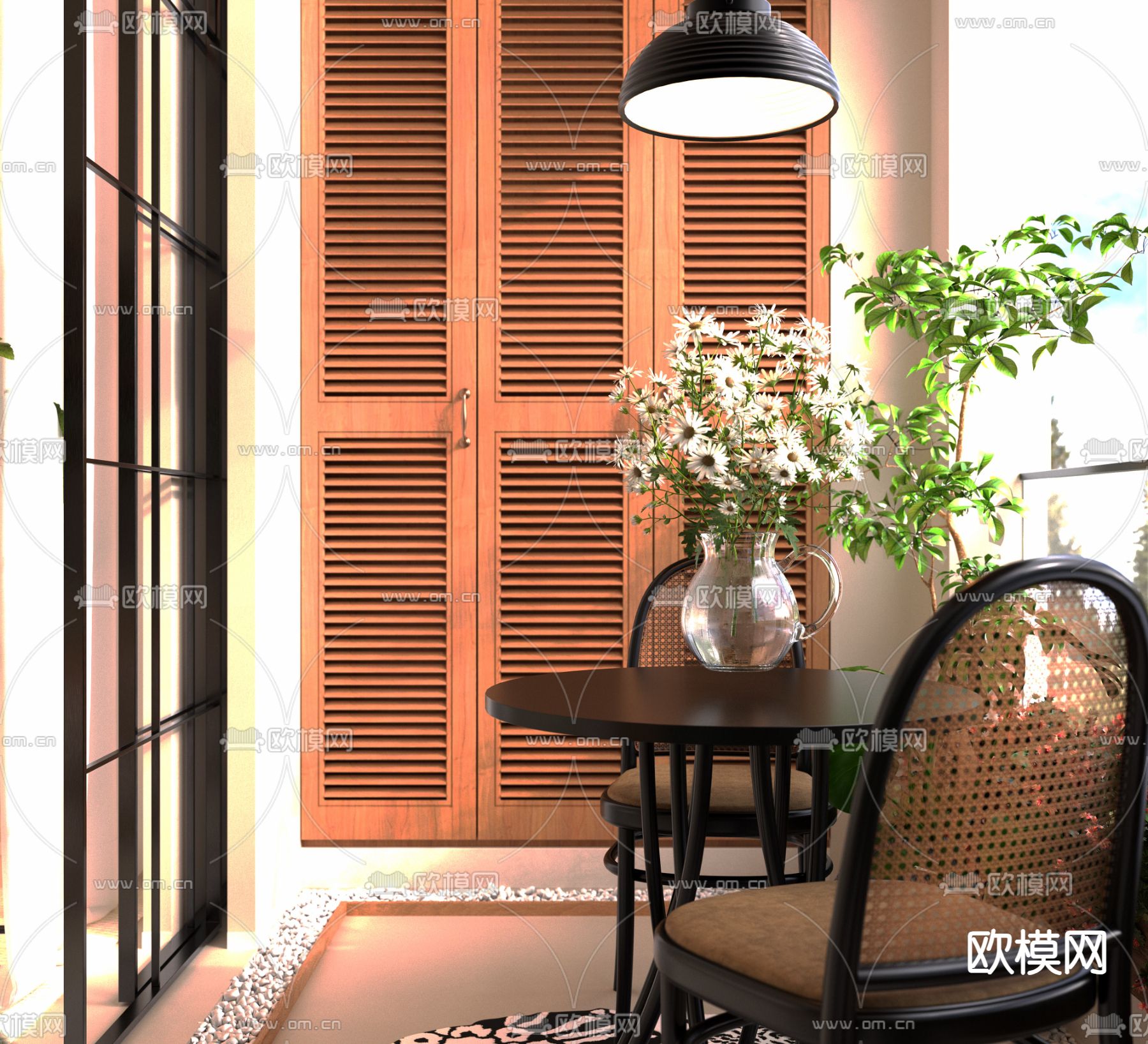 法式休闲阳台3d模型下载（渲染图2）