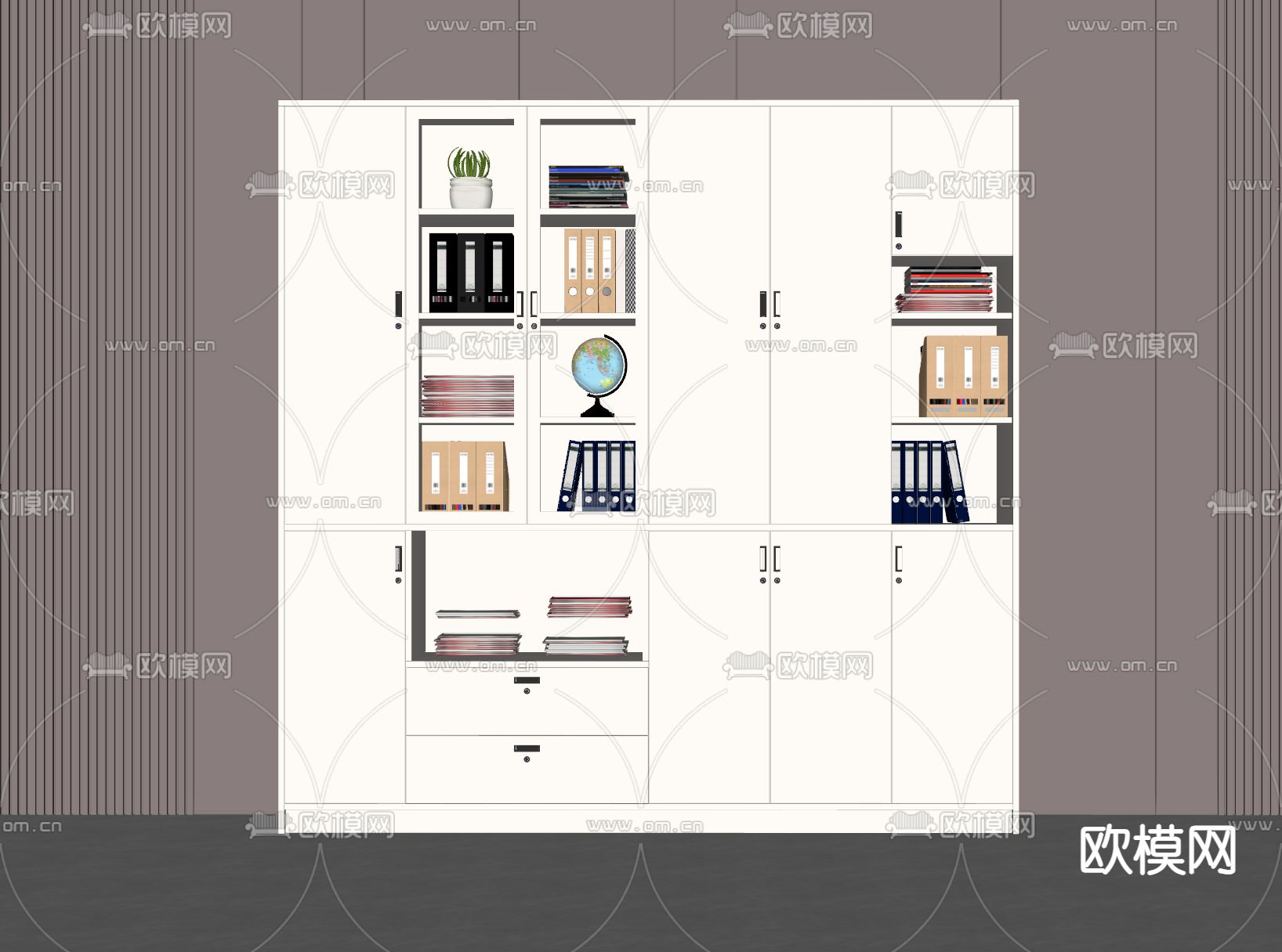 铁皮柜 档案柜su模型下载（渲染图2）