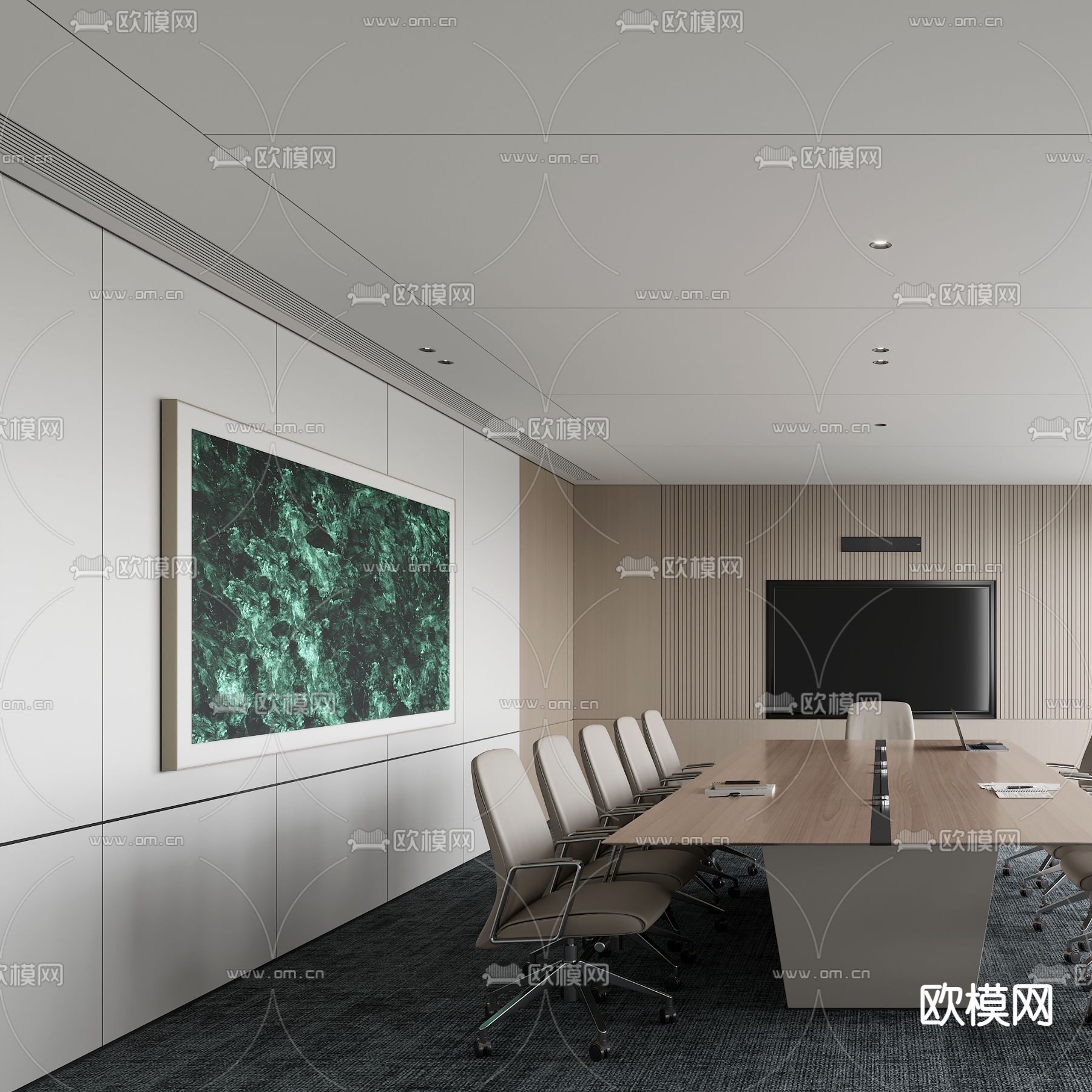 现代会议室3d模型下载（渲染图2）