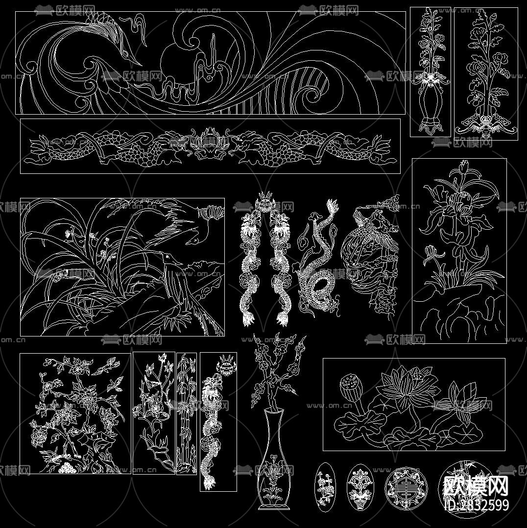 中式雕花cad图库下载（渲染图8）