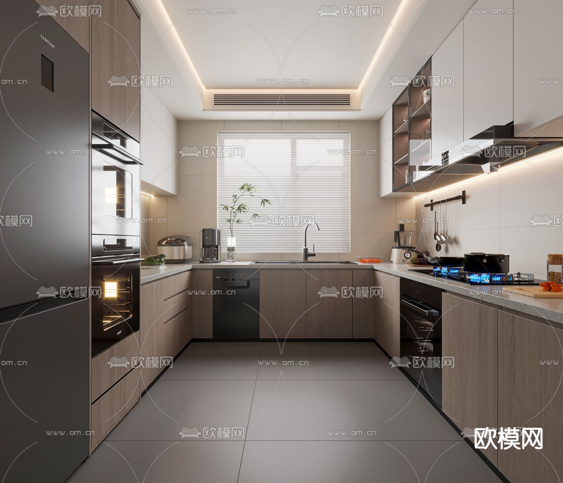 现代厨房 橱柜3d模型下载