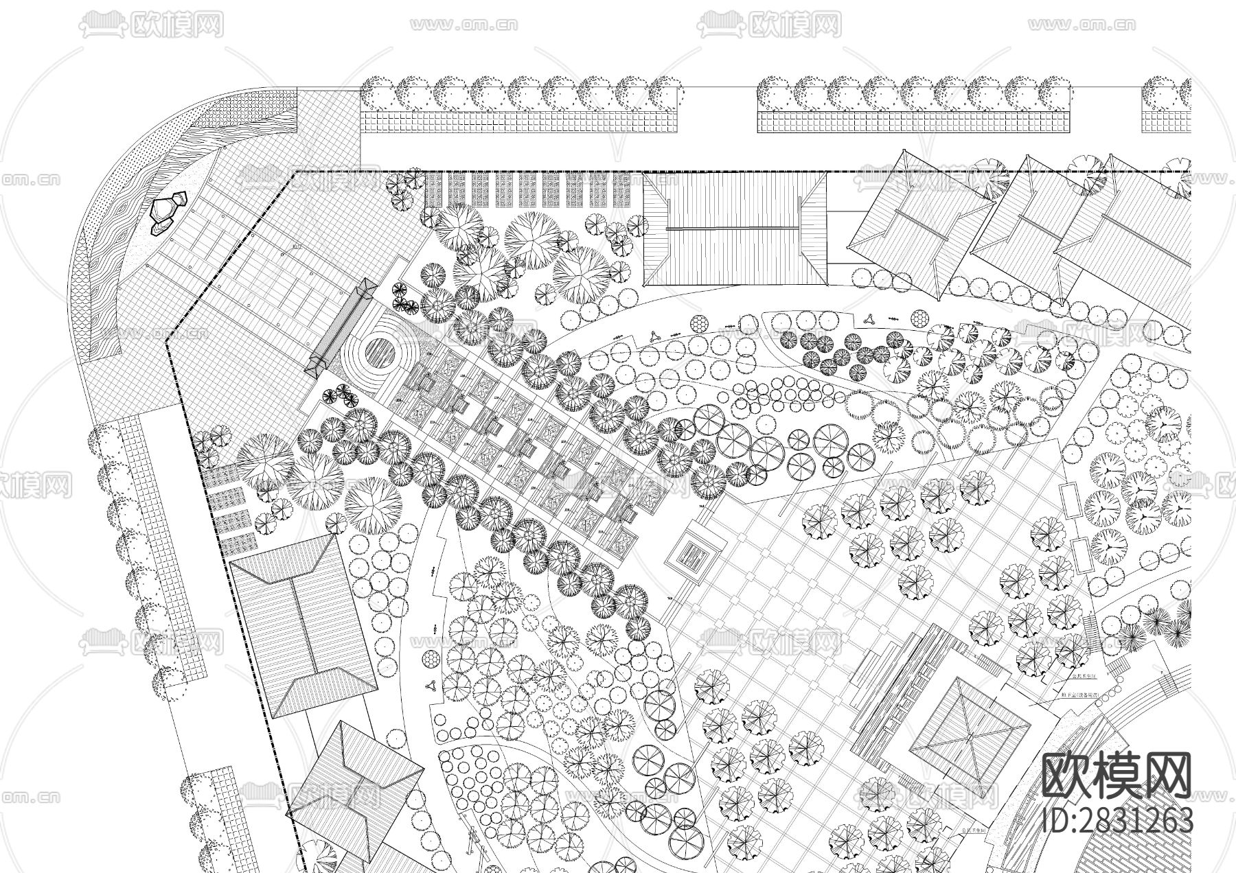 三角地块景观规划设计cad施工图下载（渲染图4）