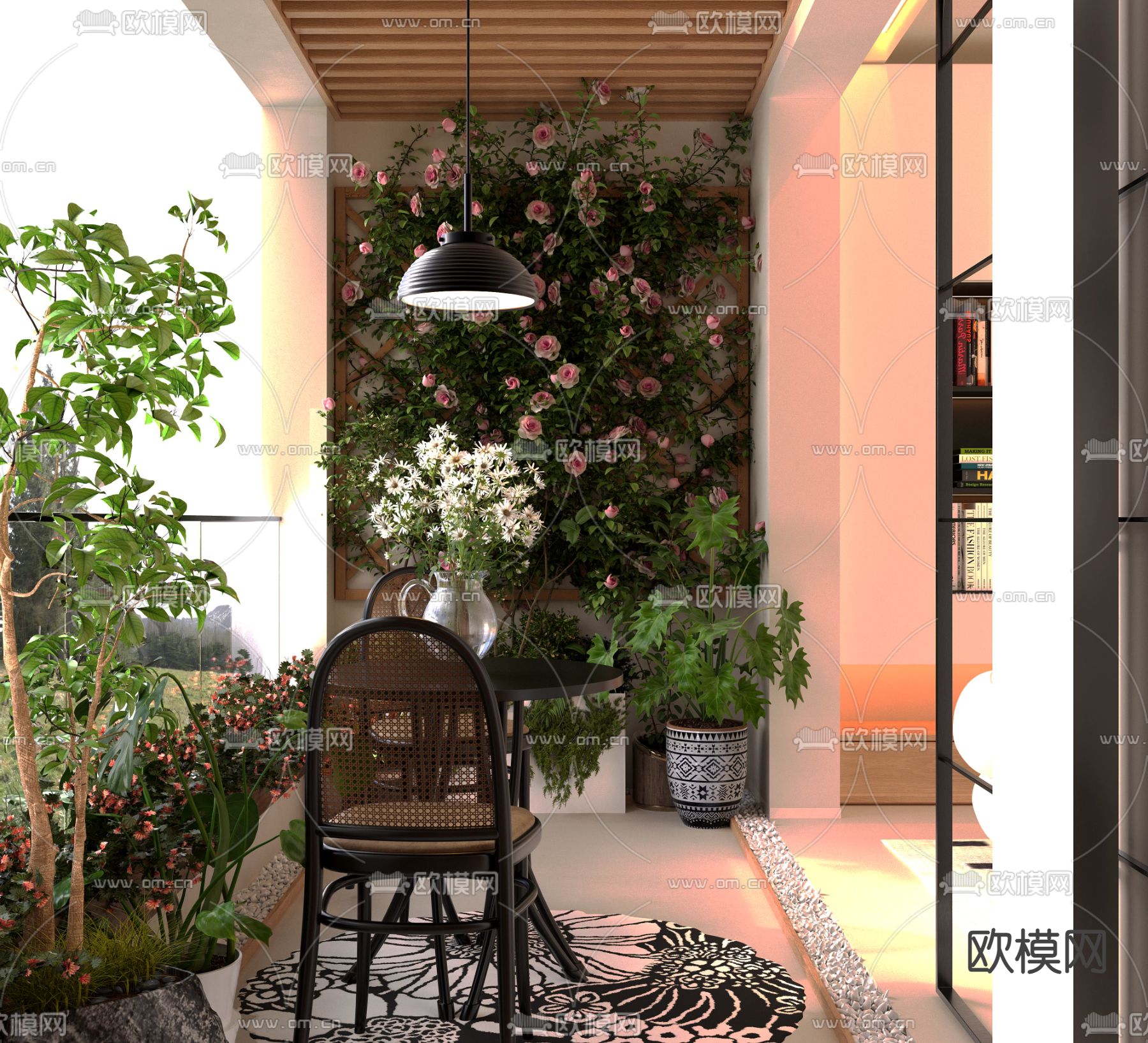 法式休闲阳台3d模型下载（渲染图1）