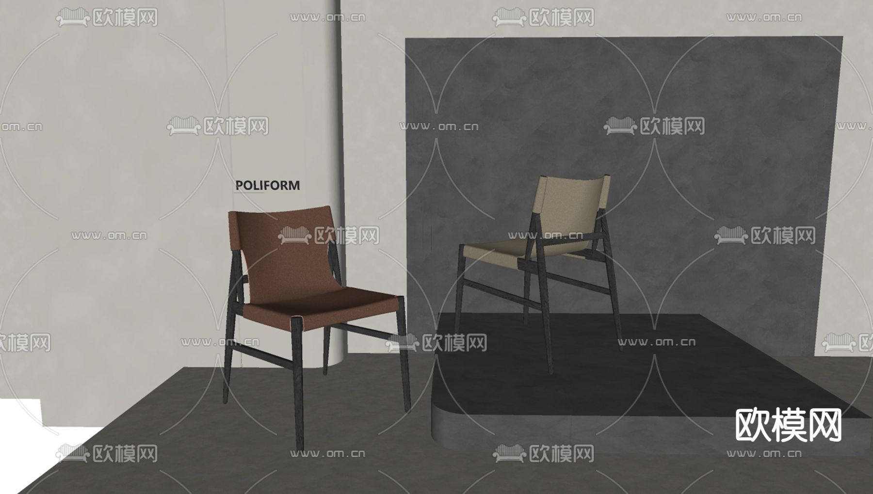 现代餐椅su模型下载（渲染图2）