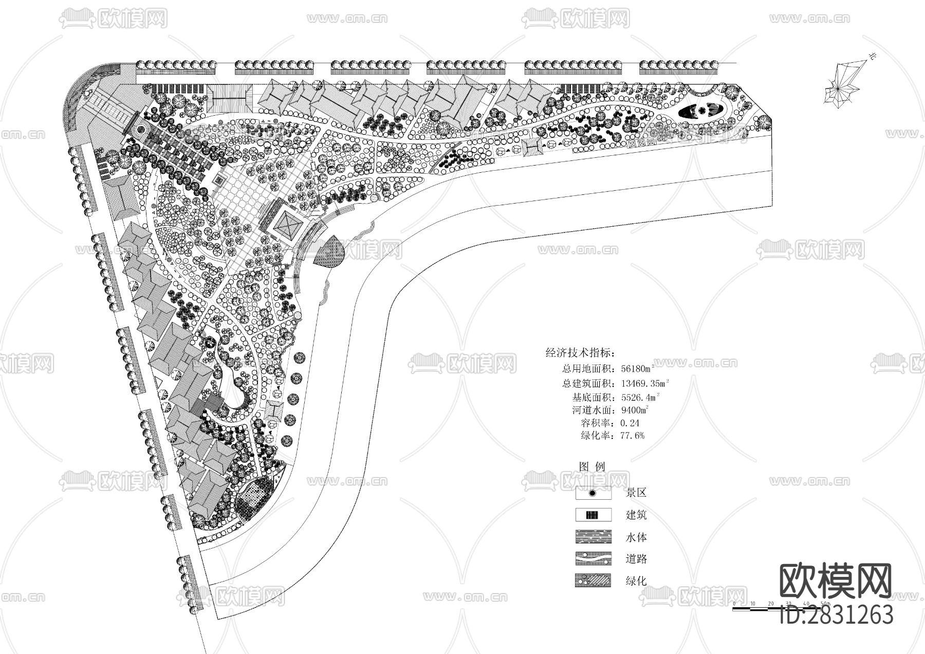三角地块景观规划设计cad施工图下载（渲染图2）