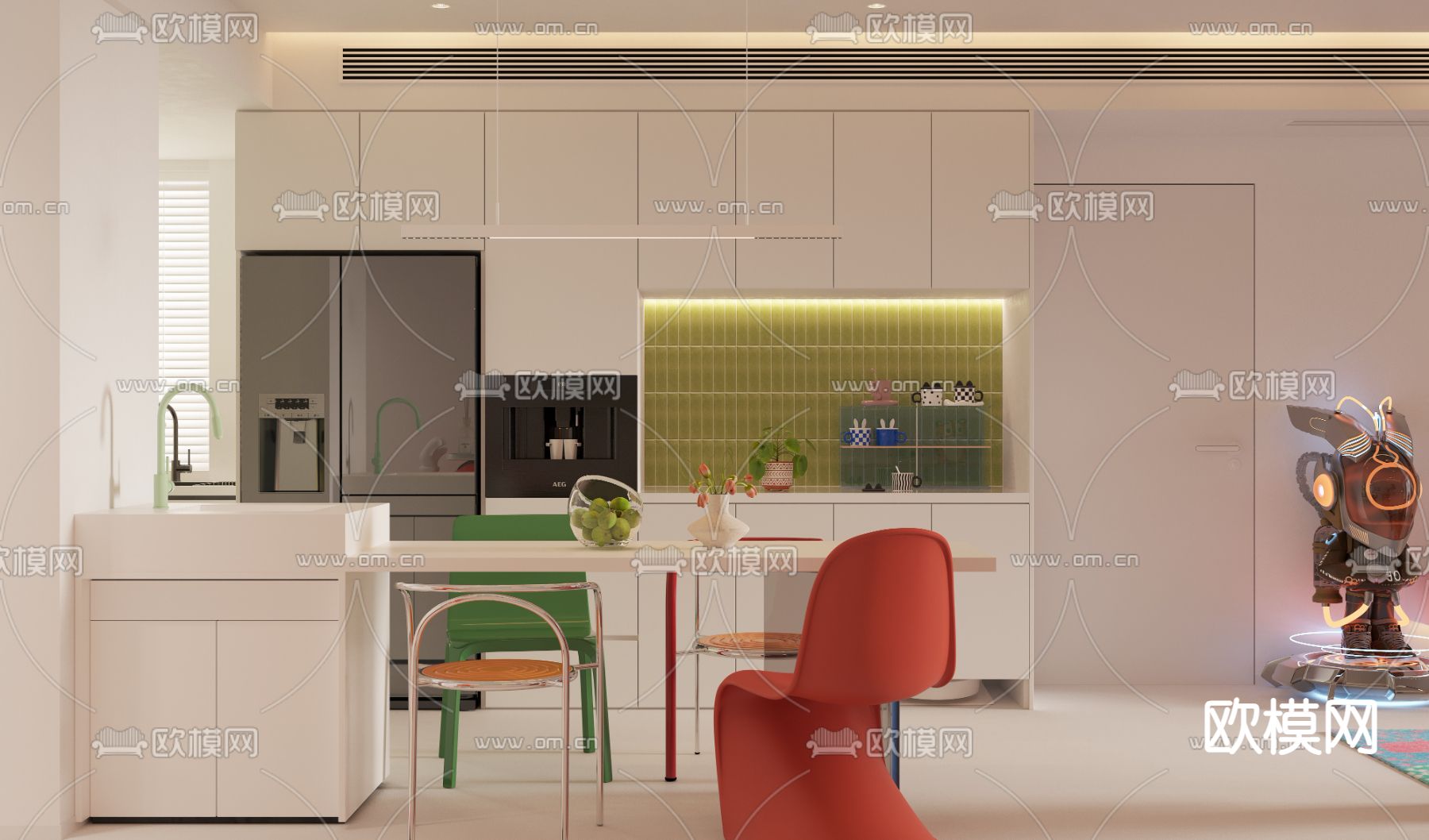 孟菲斯风客厅 餐厅3d模型下载（渲染图6）