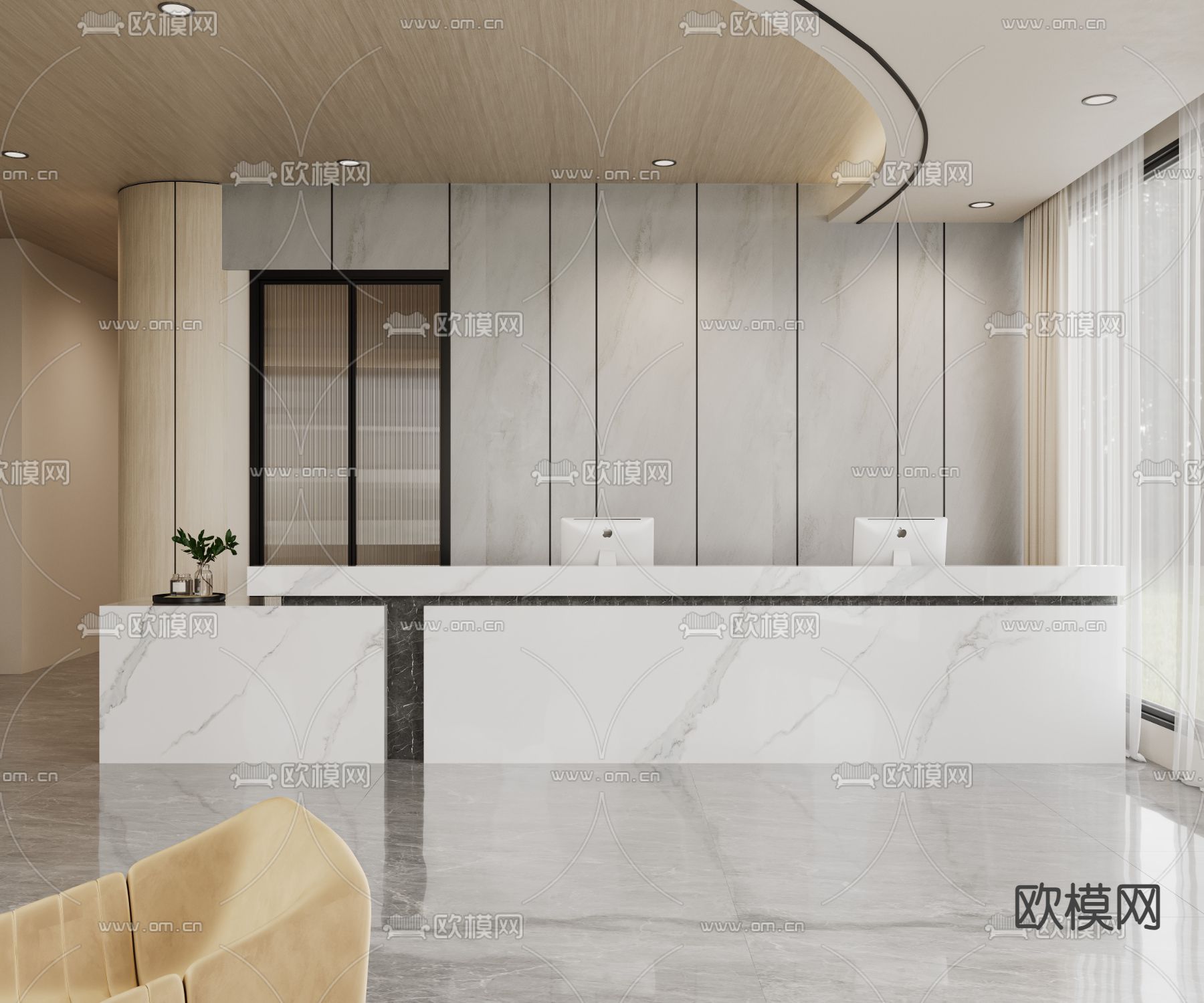 办公室休息区3d模型下载（渲染图4）