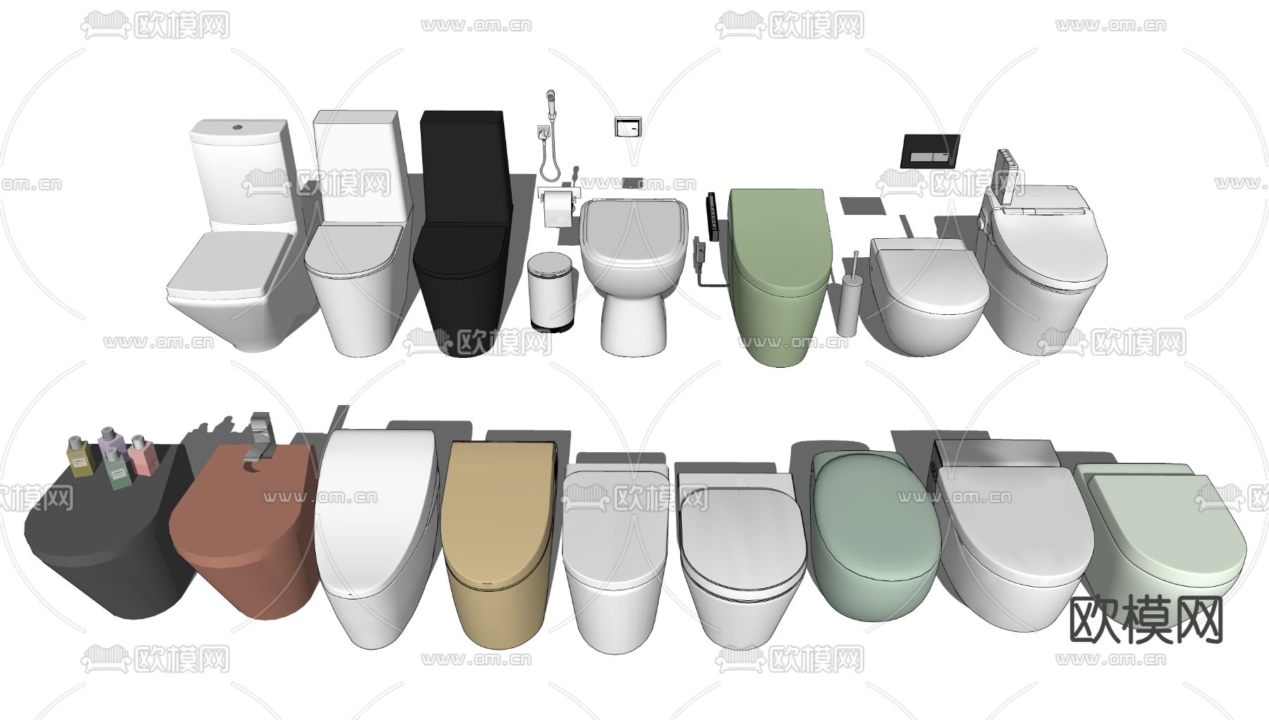 厕所 马桶 坐便池su模型下载（渲染图1）