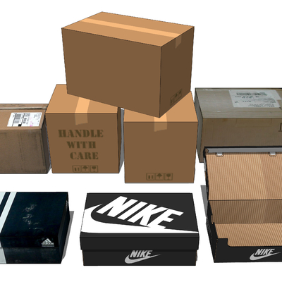  鞋盒 纸盒 快递盒su模型 