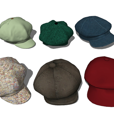  贝雷帽 帽子su模型 