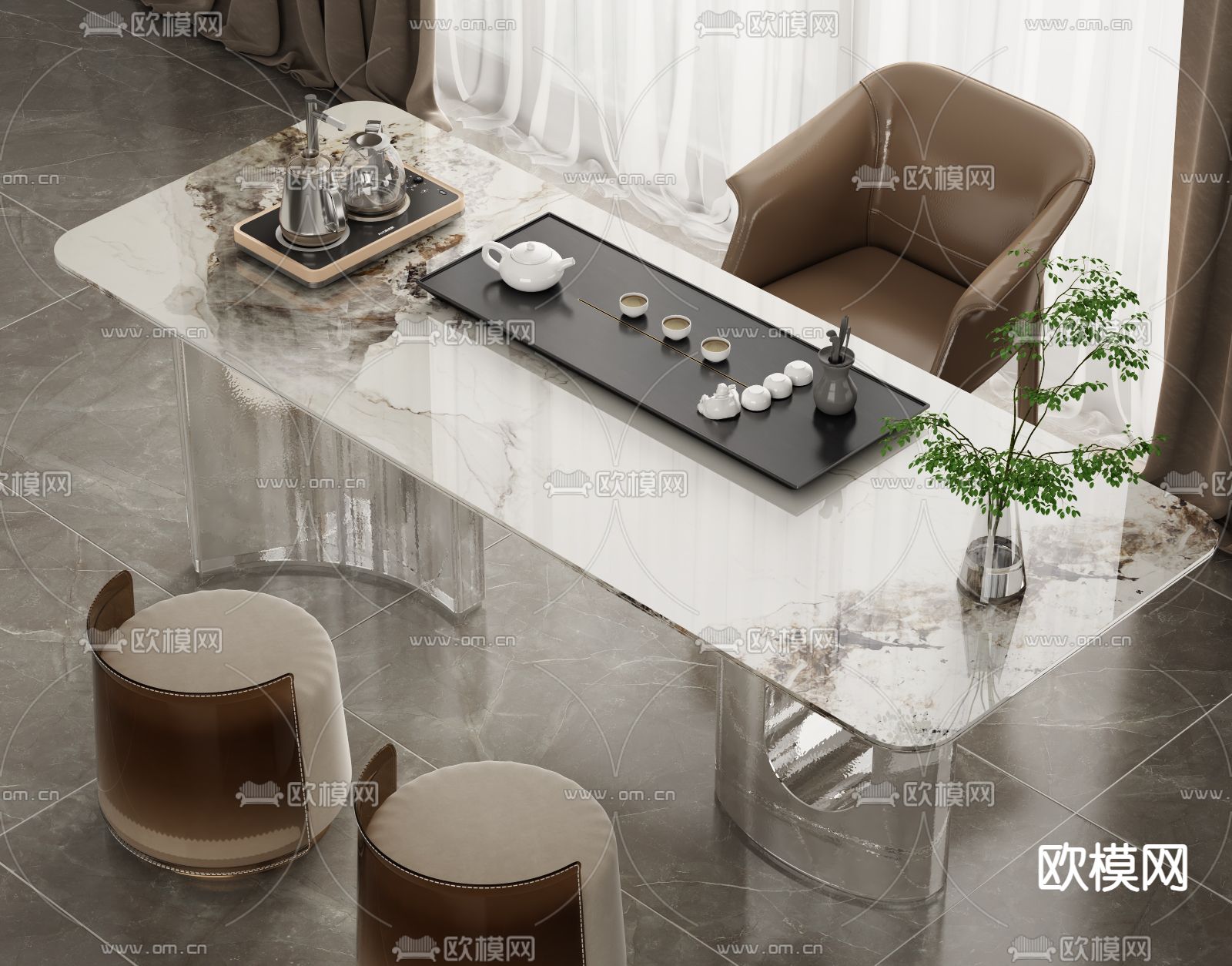 现代茶桌 茶台3d模型