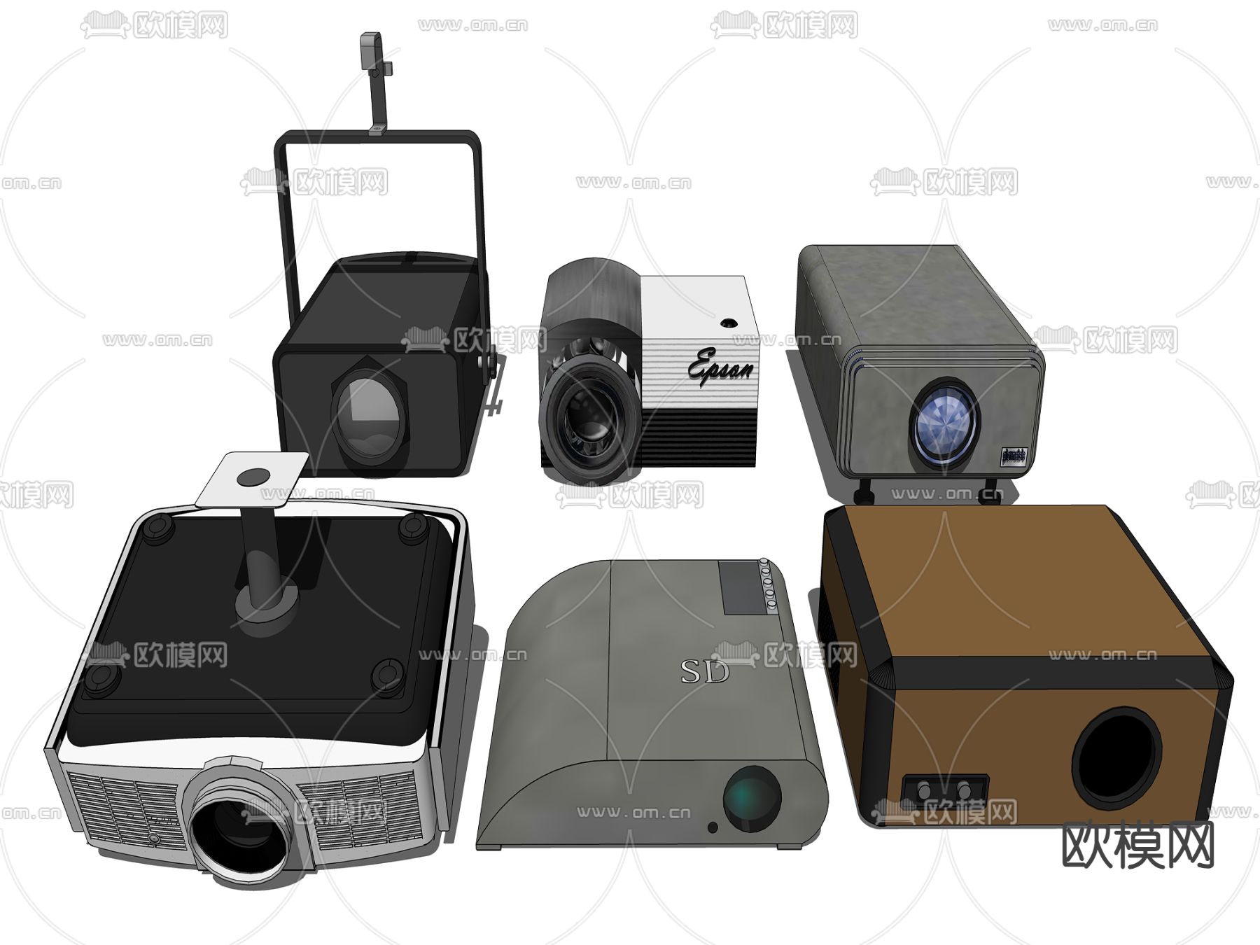 投影仪su模型下载（渲染图2）