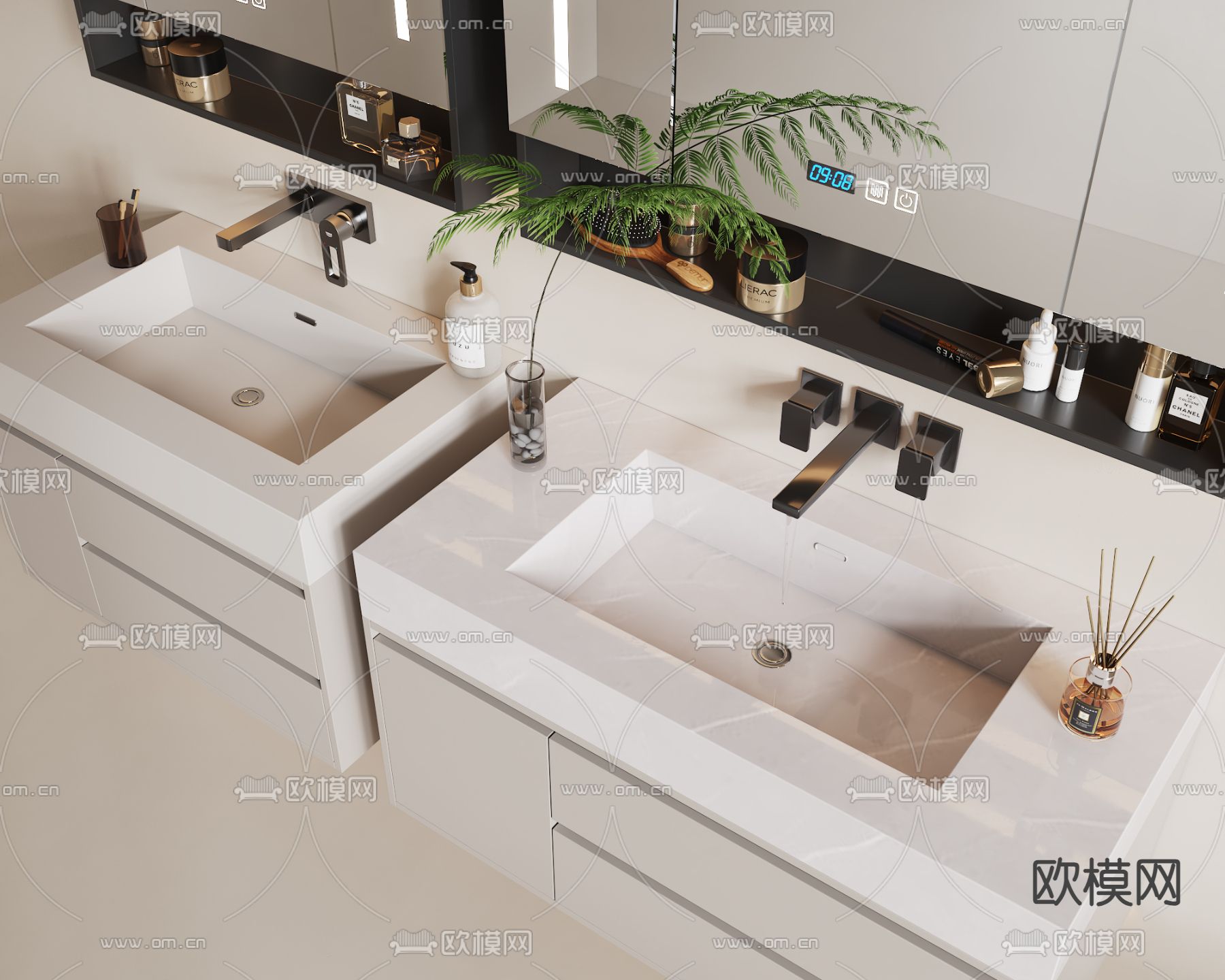 现代浴室柜 台盆 洗手台3d模型下载（渲染图2）