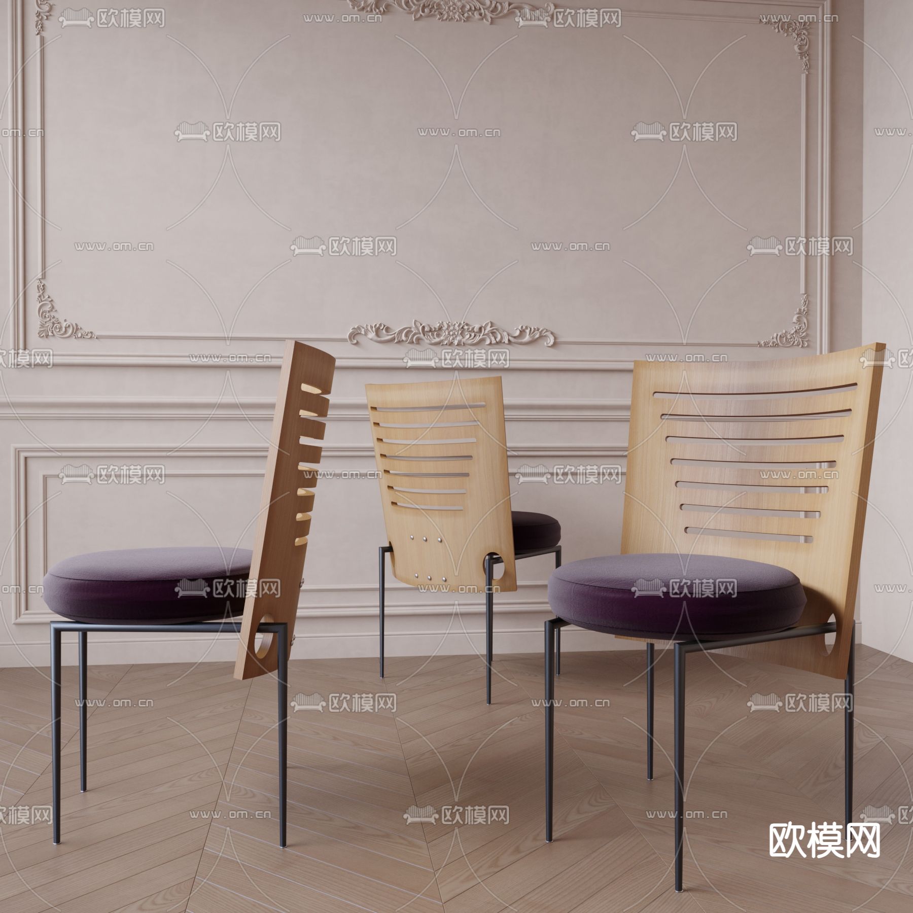 中古风餐椅 单椅su模型下载（渲染图1）