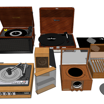  唱片机 留声机su模型 