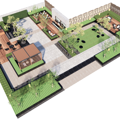  屋顶花园su模型 