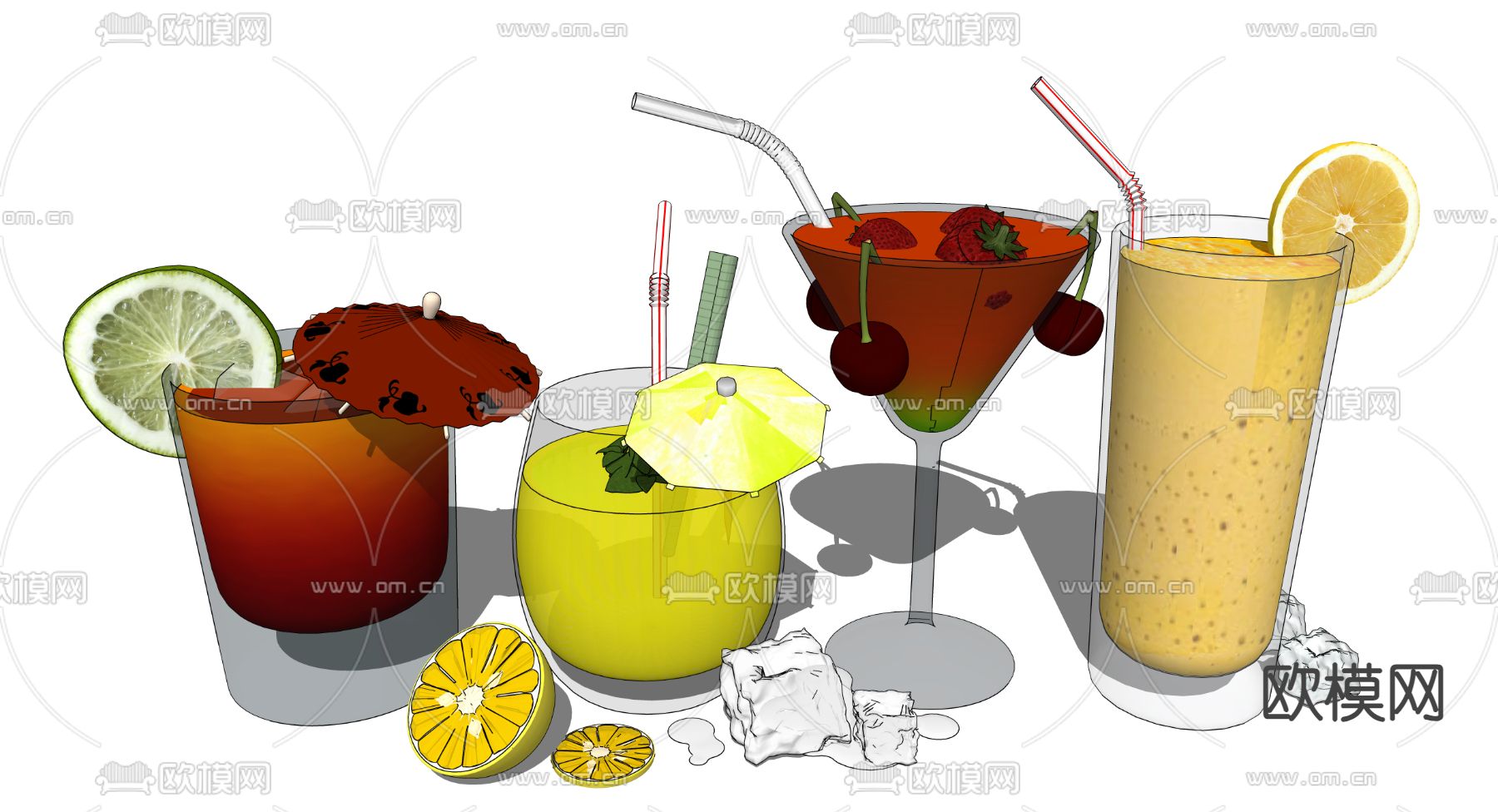 鸡尾酒 果汁su模型下载