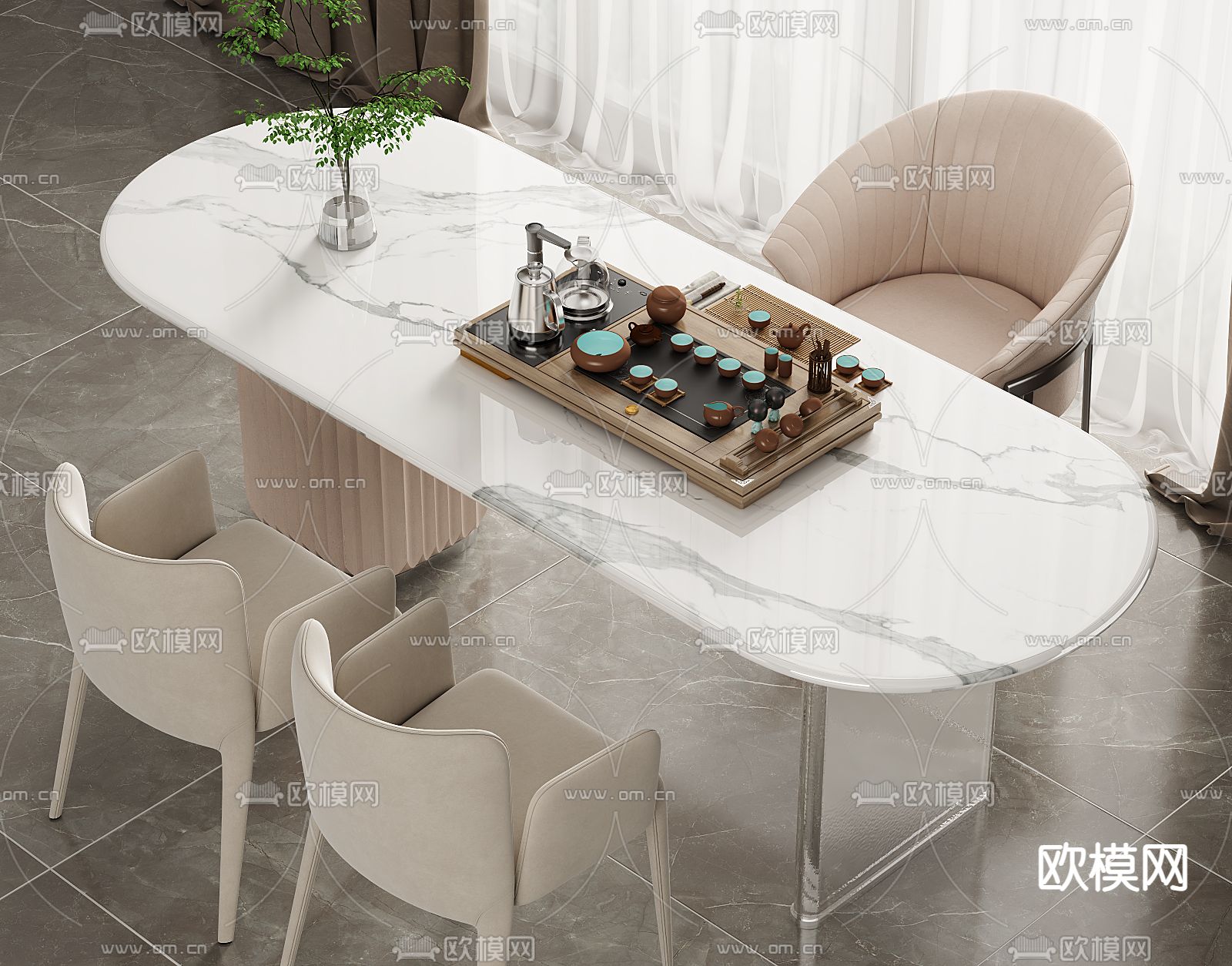 现代茶桌 茶台3d模型