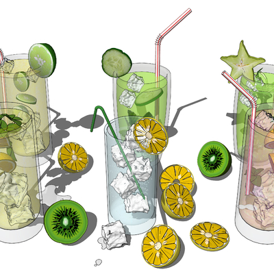  冷饮果汁 饮料su模型 