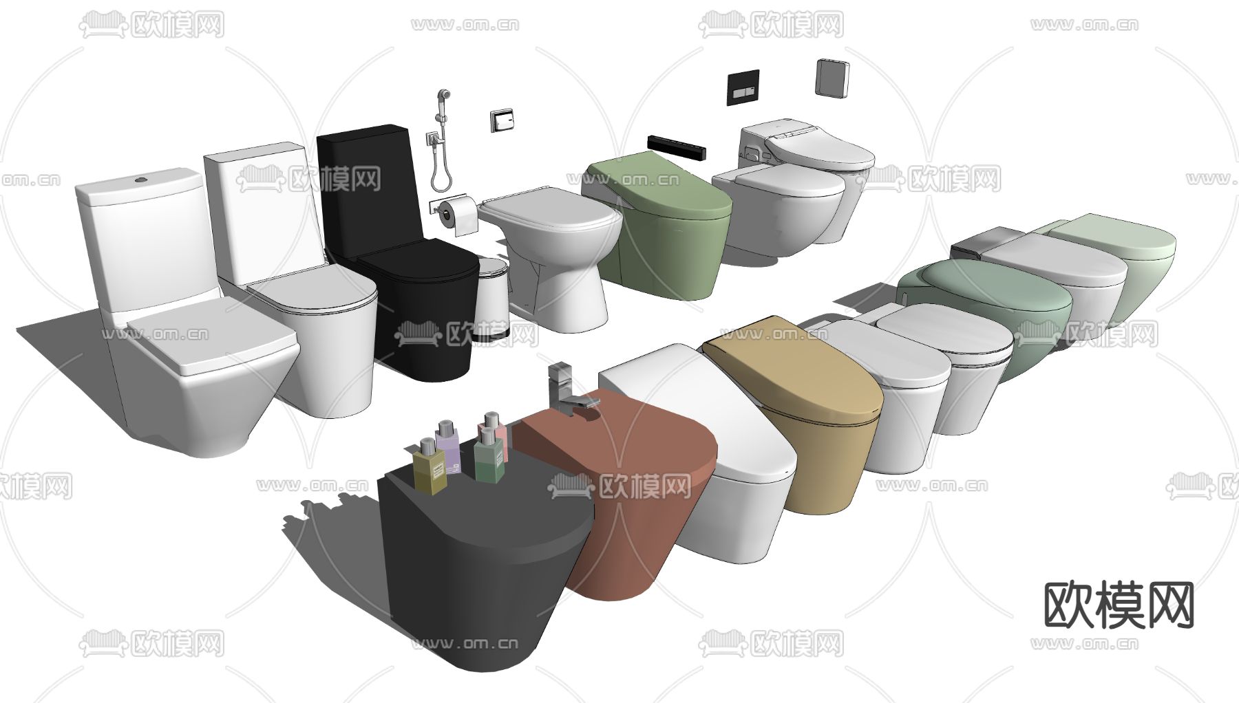 厕所 马桶 坐便池su模型下载（渲染图2）