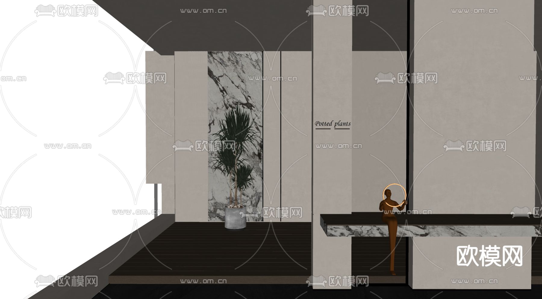 玄关屏风su模型下载（渲染图2）