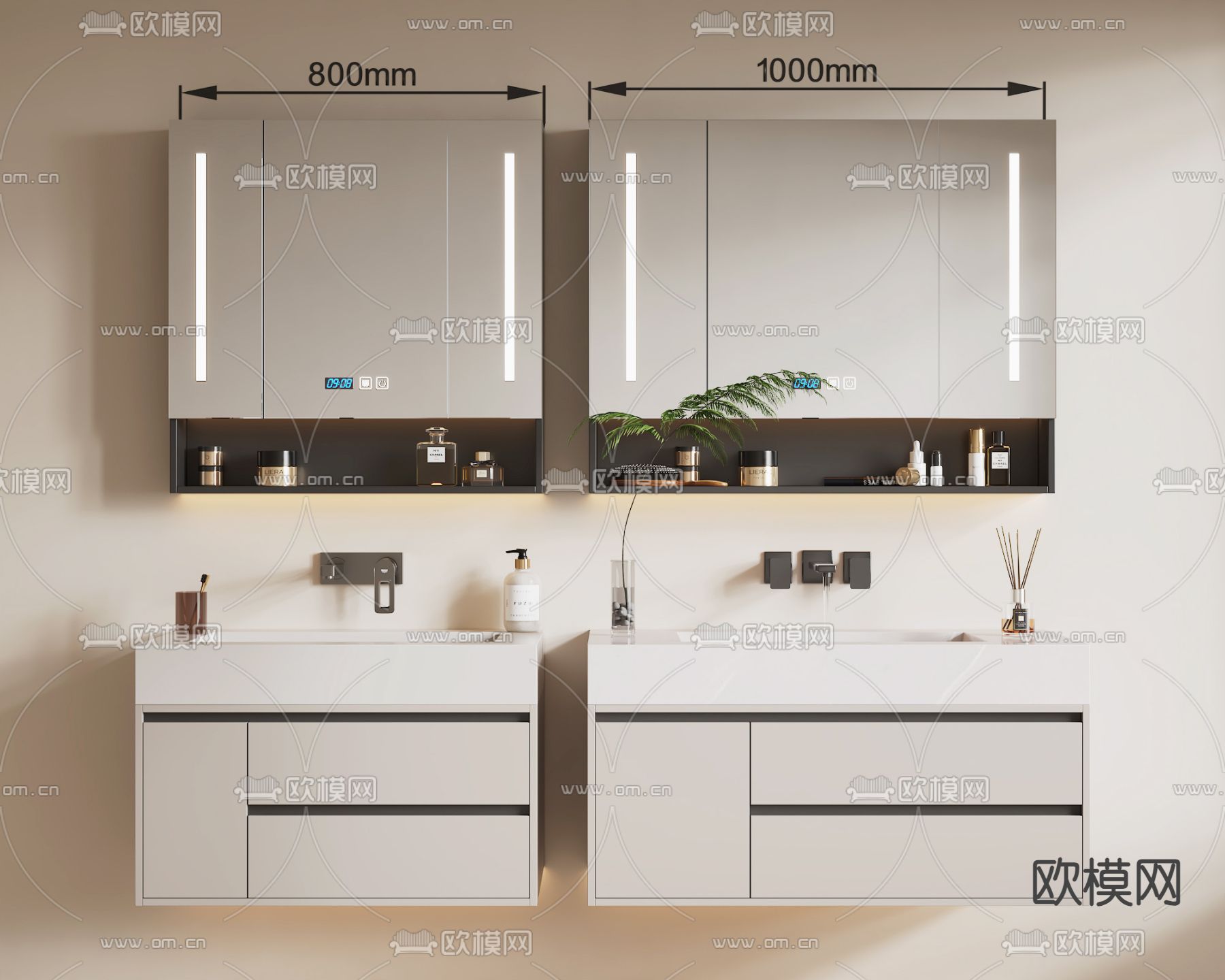 现代浴室柜 台盆 洗手台3d模型下载（渲染图1）