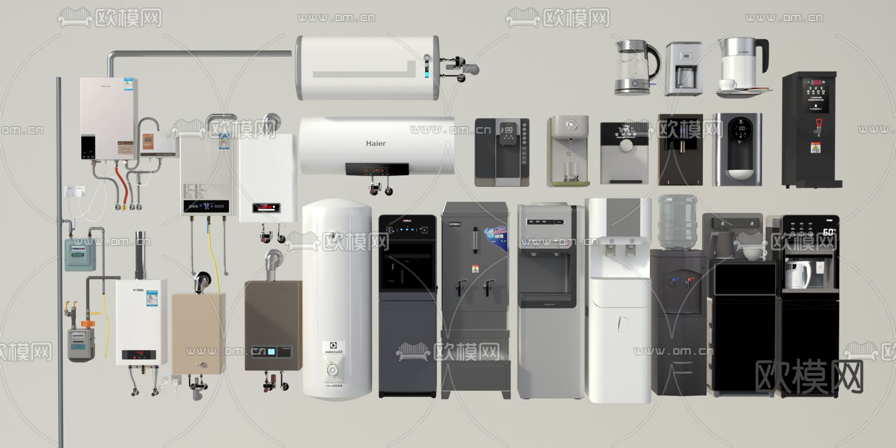 饮水机 燃气热水器 水壶 管线机3d模型下载