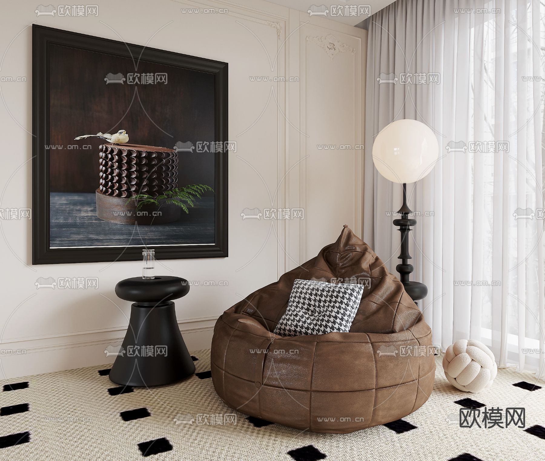 中古风沙发 懒人沙发3d模型下载