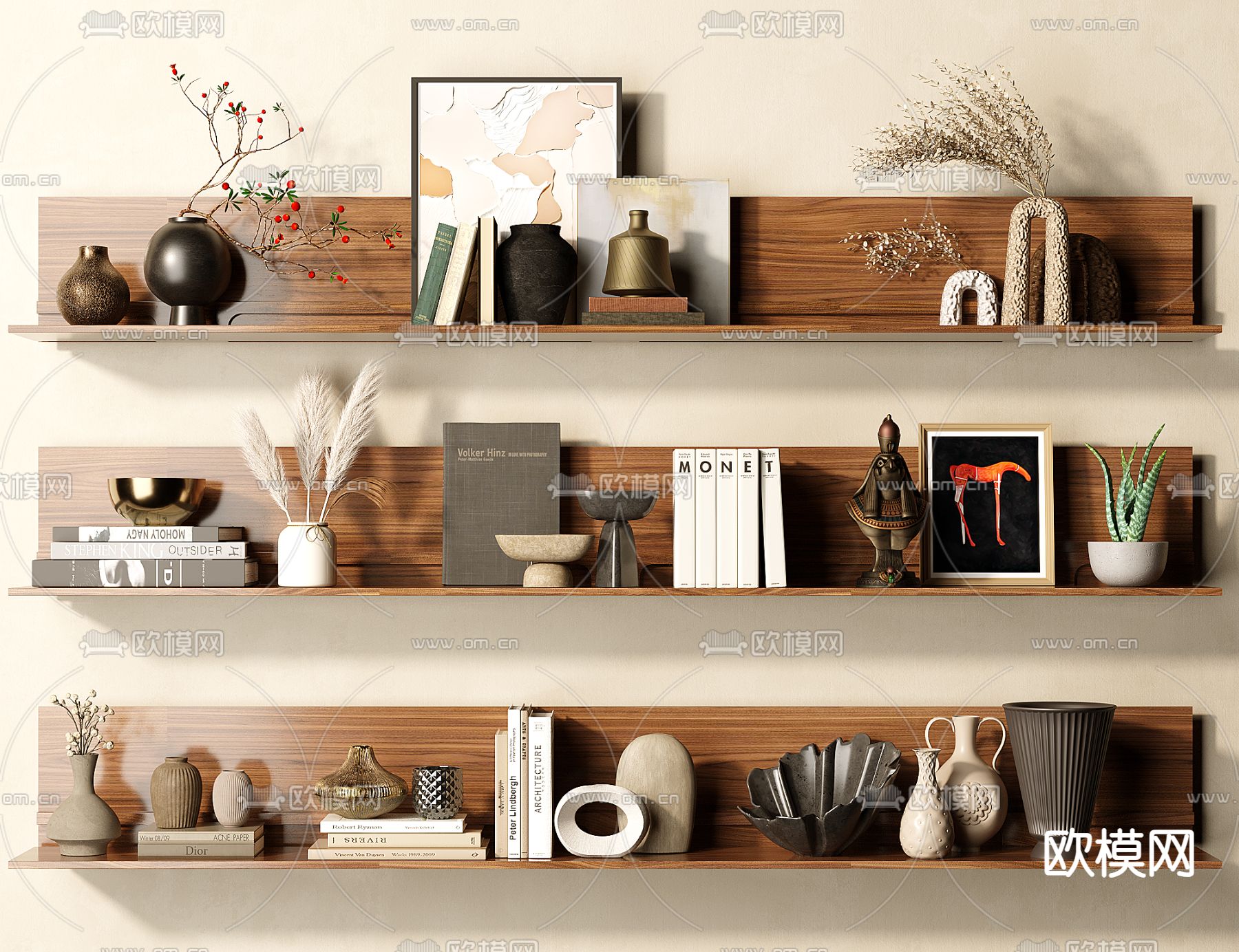 侘寂装饰品 摆件 书籍 花瓶 插花 雕塑 相册3d模型下载
