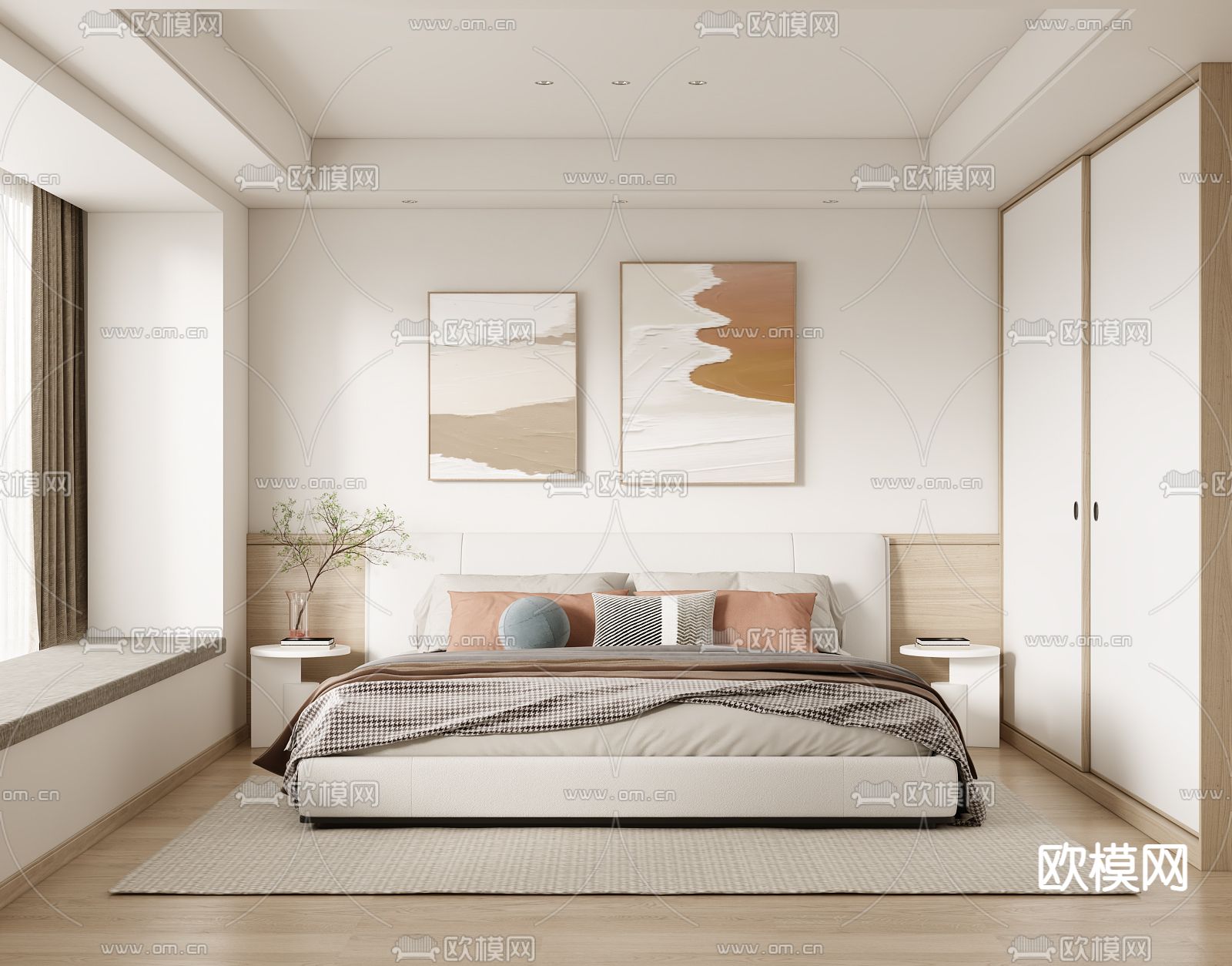现代卧室 主卧3d模型下载