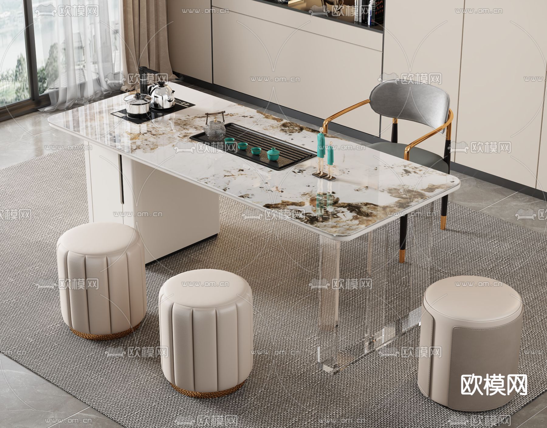 现代茶桌 茶台3d模型下载