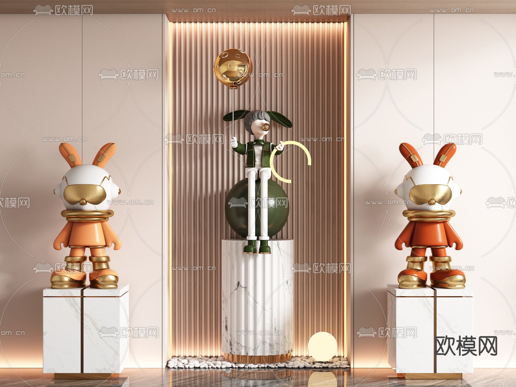 兔子潮玩 雕塑 公仔 卡通摆件3d模型下载