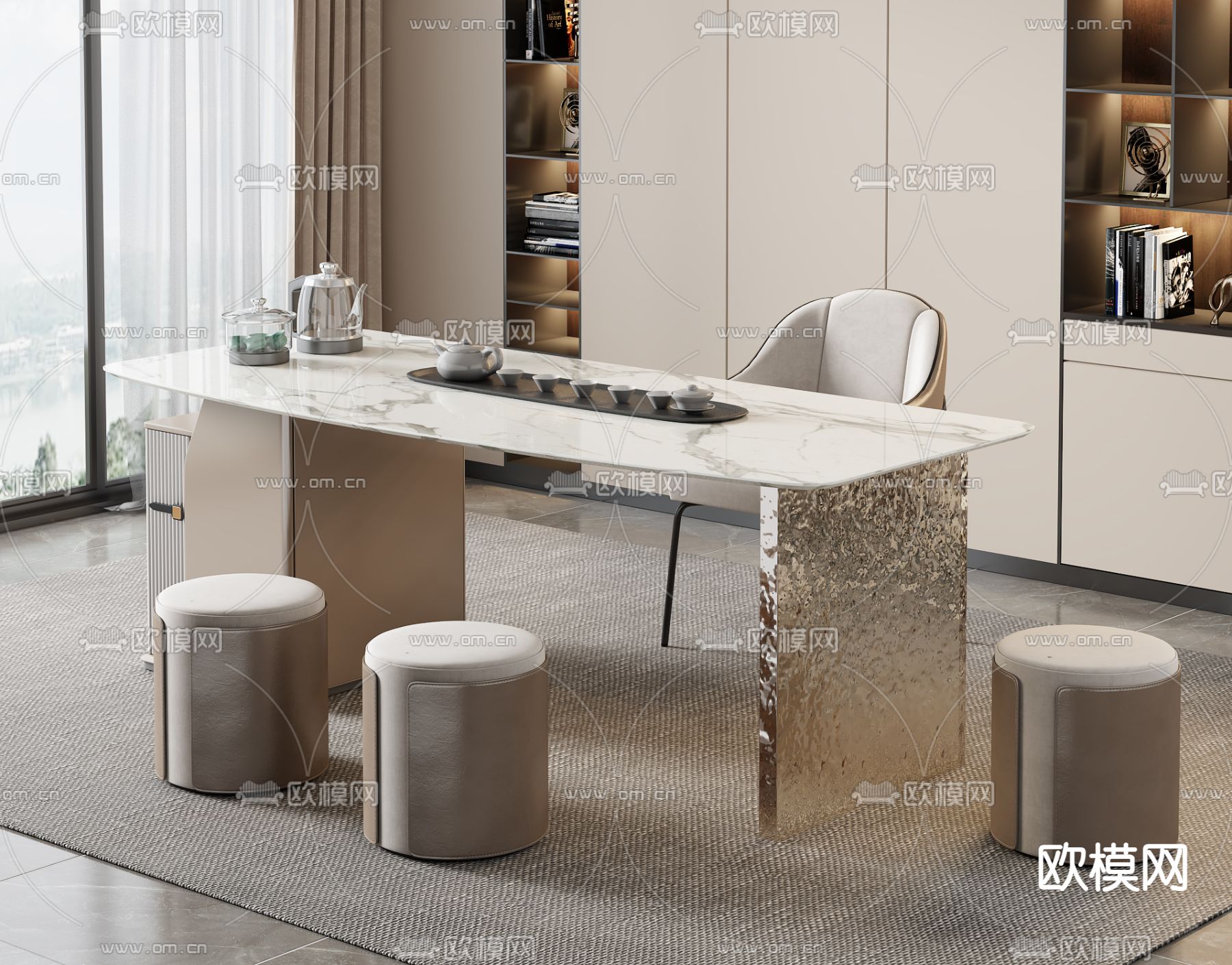 现代茶桌 茶台3d模型下载