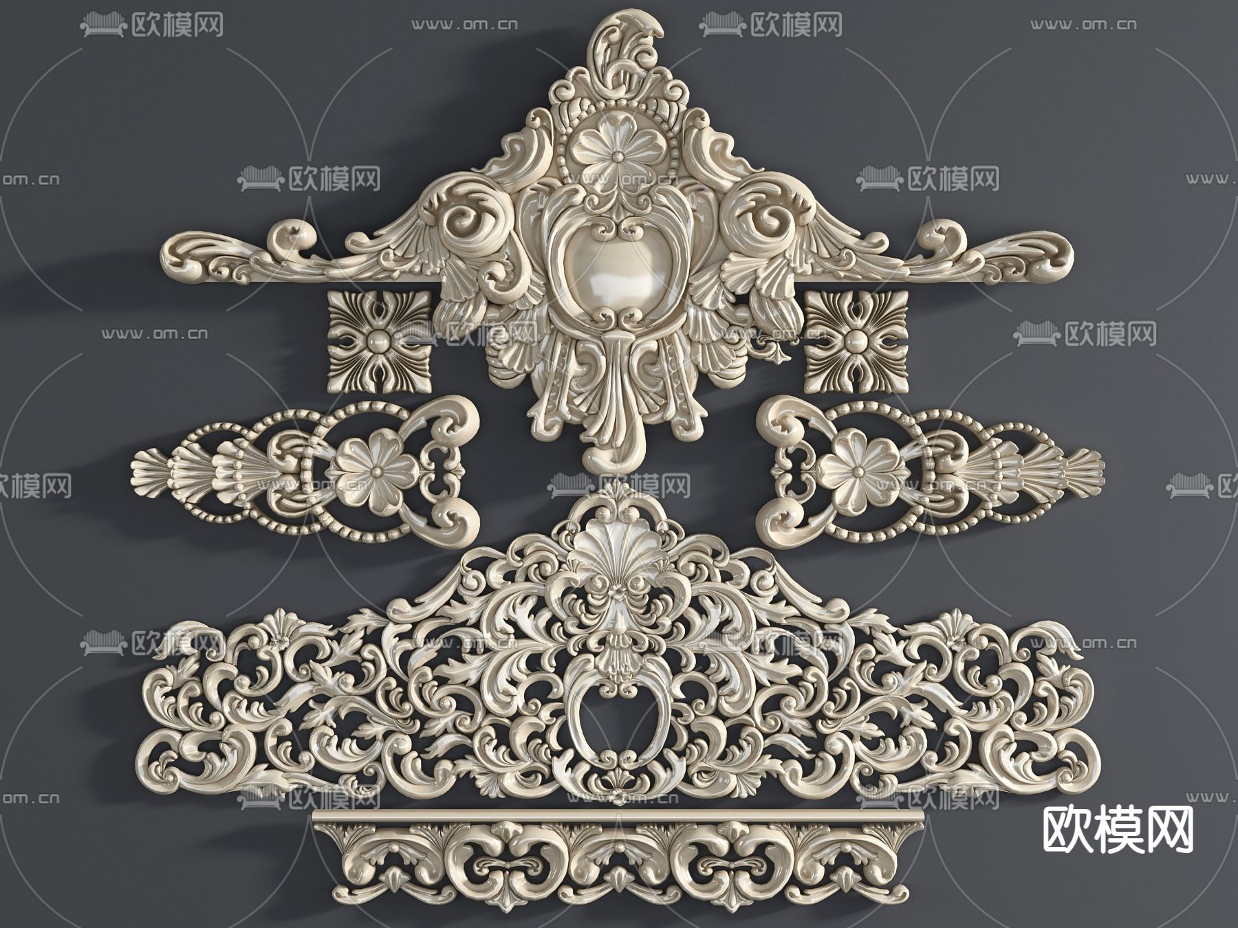 法式雕花 石膏雕花3d模型下载