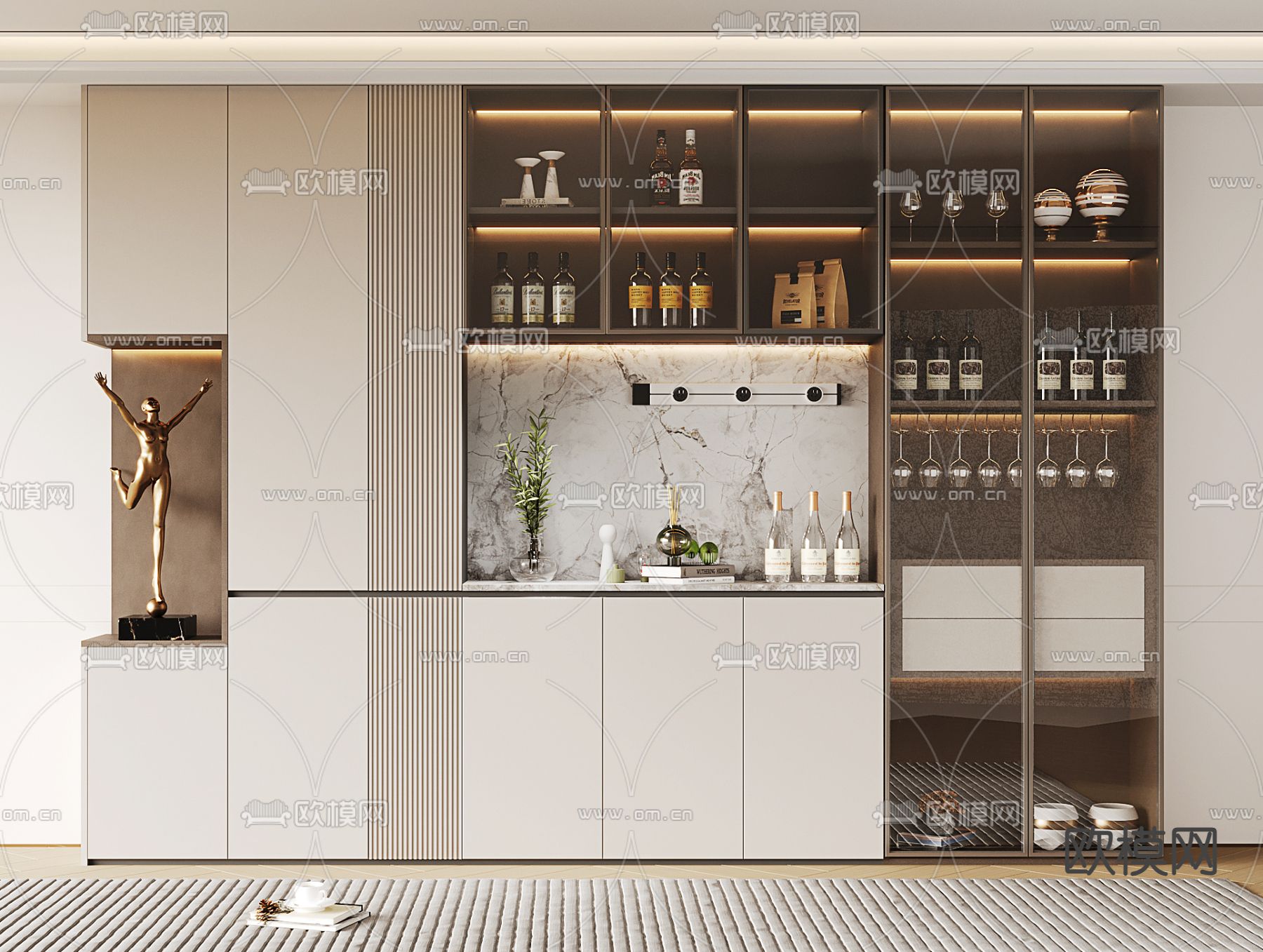 现代酒柜3d模型下载
