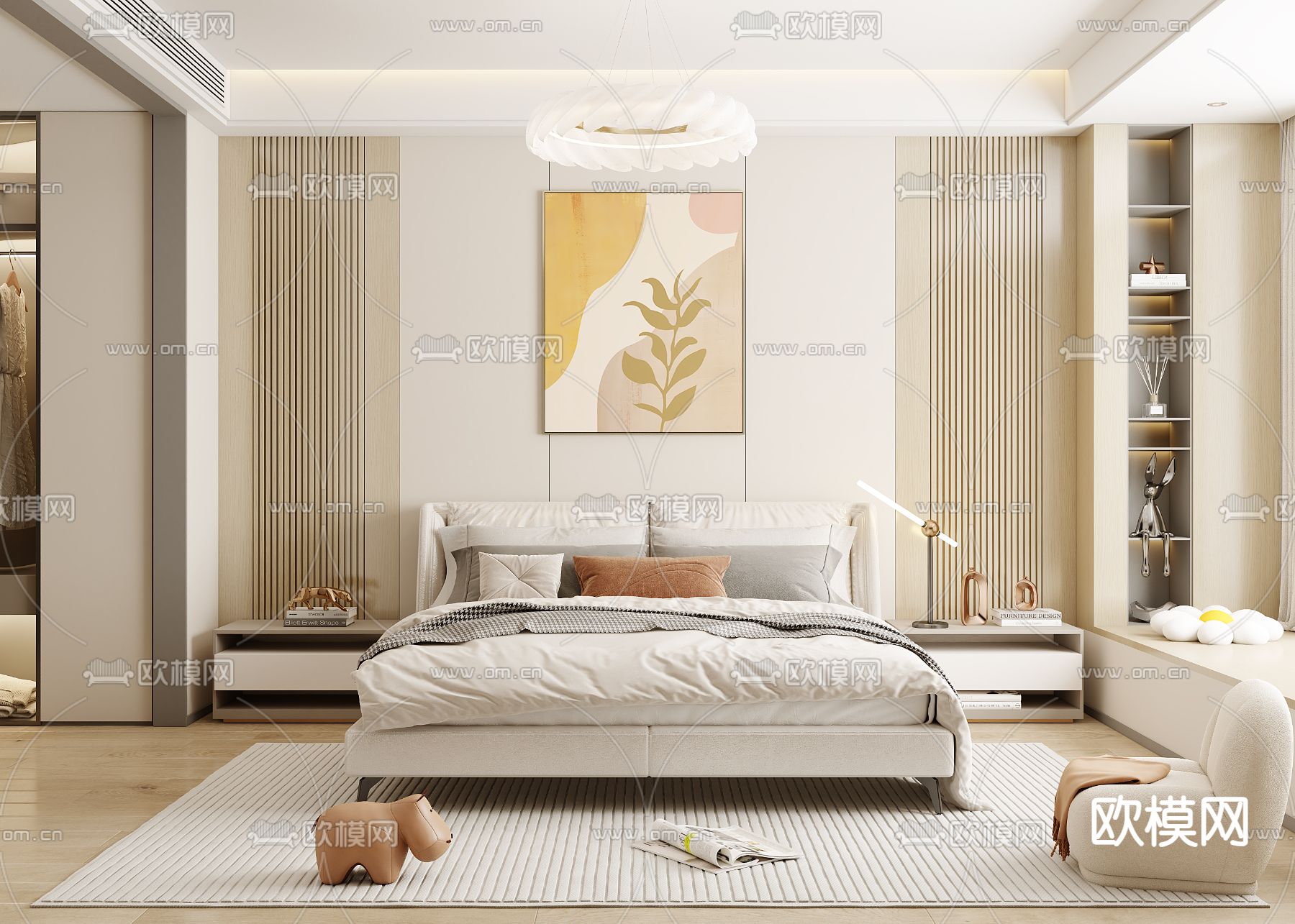 现代卧室 主卧3d模型下载
