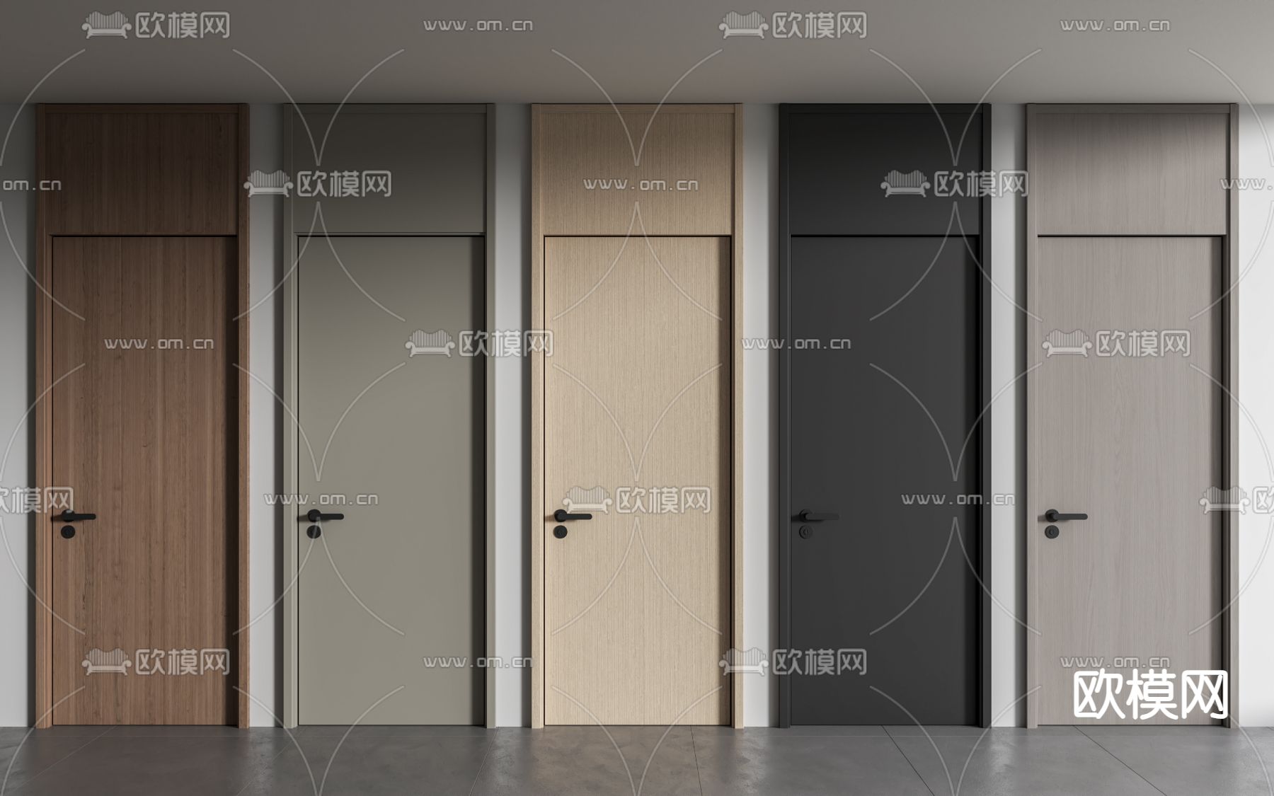 通顶门 木门 房门 平开门3d模型下载