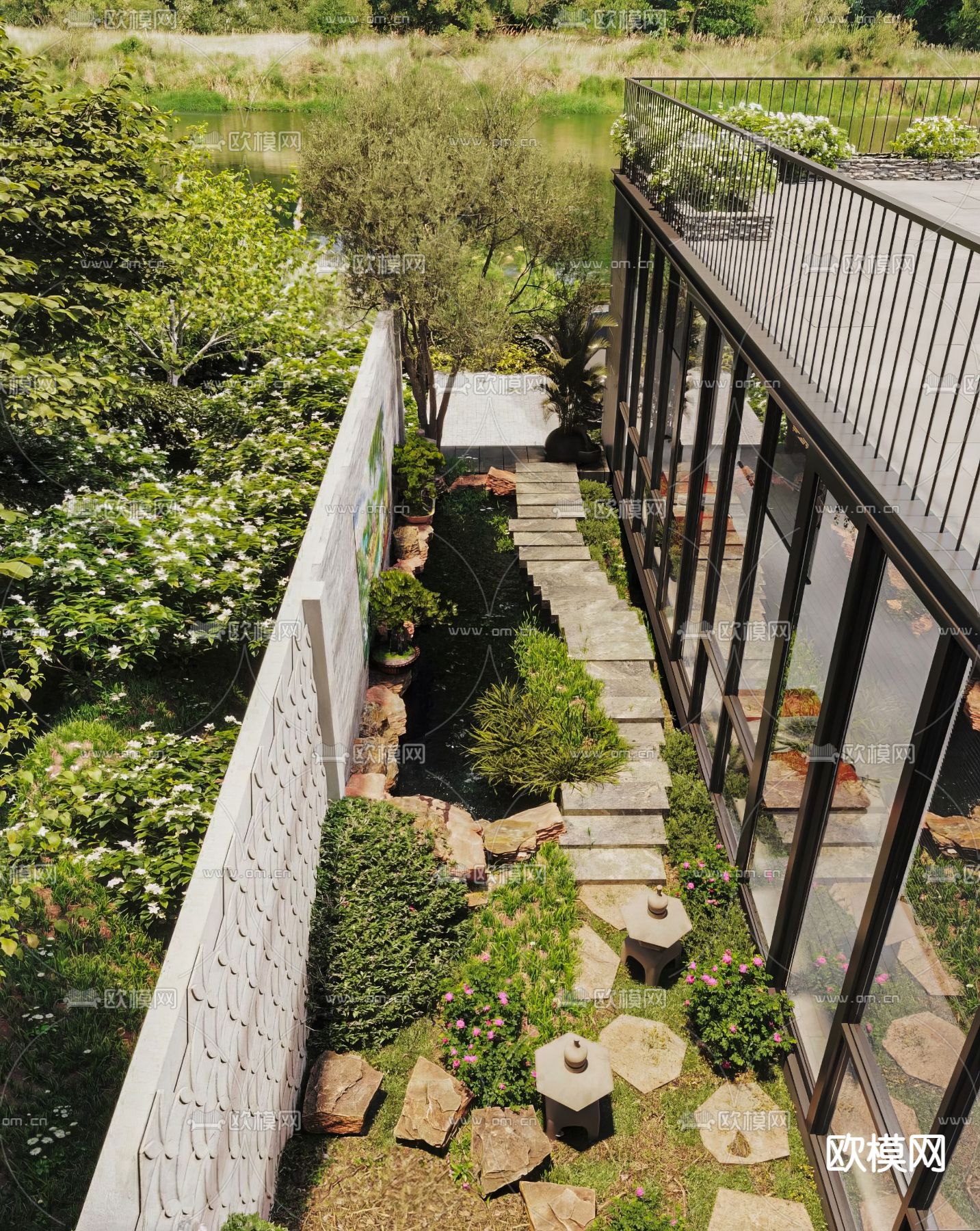 别墅外观3d模型下载（渲染图4）